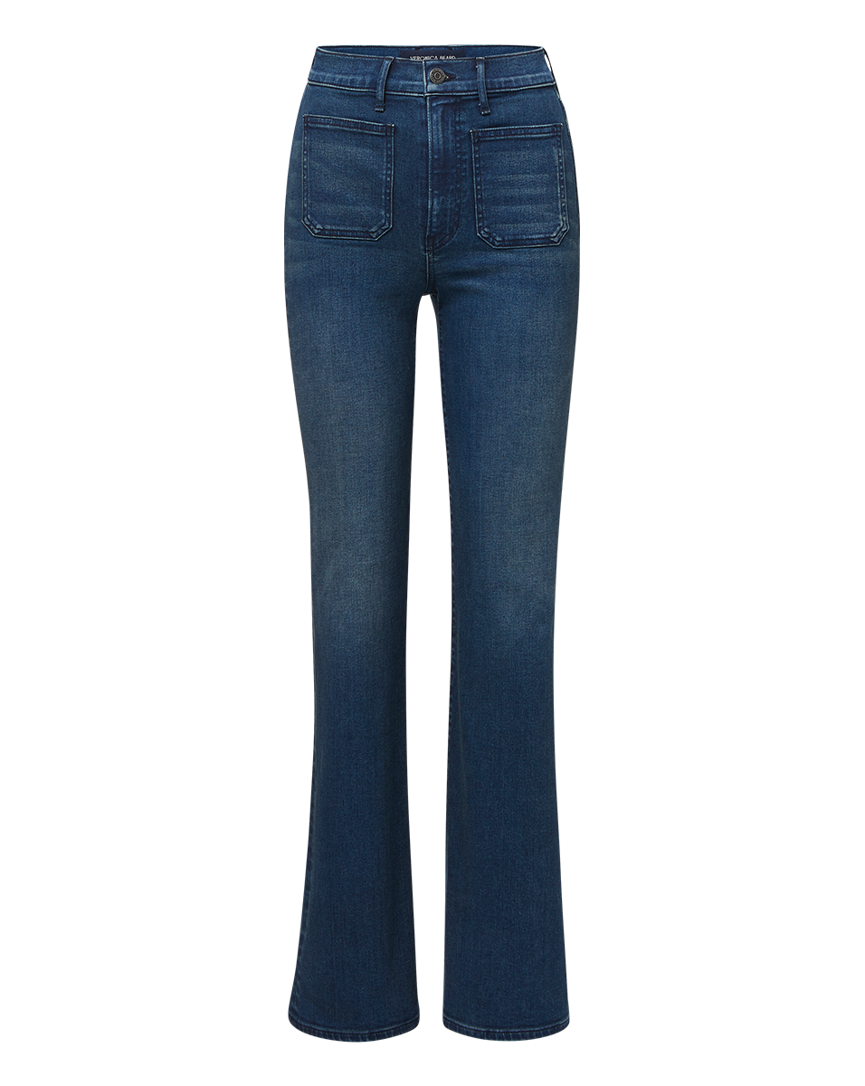 Crosbie High Waist Patch Pocket Slim Wide Leg Jeans for Women - Trendy Stretch Denim Pants for Casual Outfits & Everyday Wear