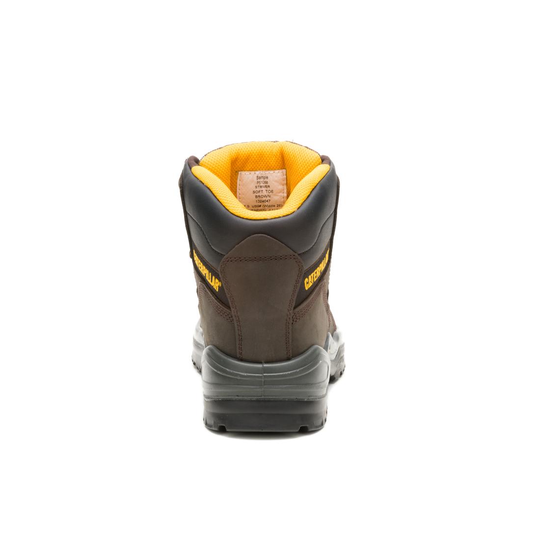 Striver Soft Toe Work Boots for Men - Comfortable Brown Leather Safety Shoes for Construction, Hiking & Outdoor Work
