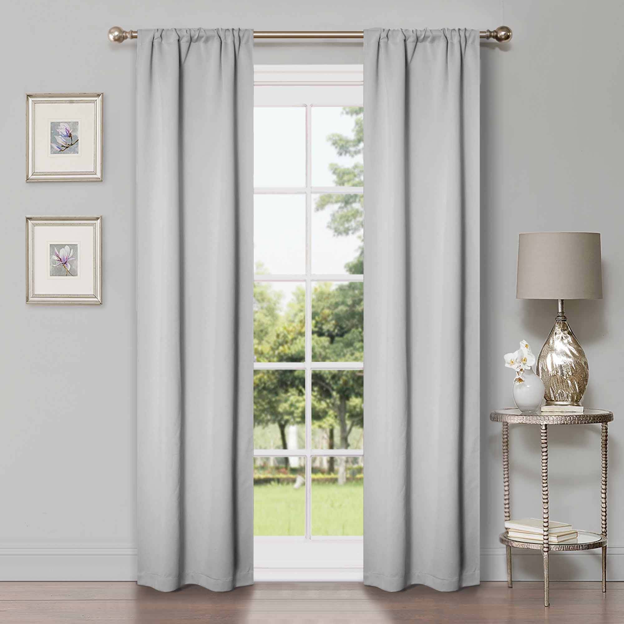 Blackout Curtains for Bedroom - Solid Classic Modern Rod Pocket Curtain Set, Thermal Insulated & Noise Reducing, Perfect for Home, Office, and Nursery (Black)