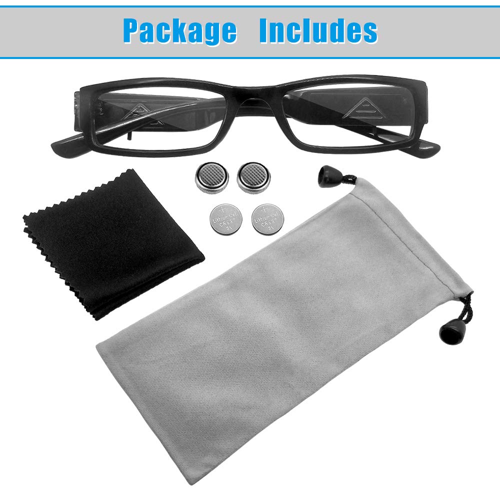 LED Reading Glasses with Light - Magnifying Eyewear for Men & Women - Unisex Full Frame Lighted Glasses for Nighttime Reading & Clear Vision - Perfect for Reading, Crafts, and Close Work in Low Light