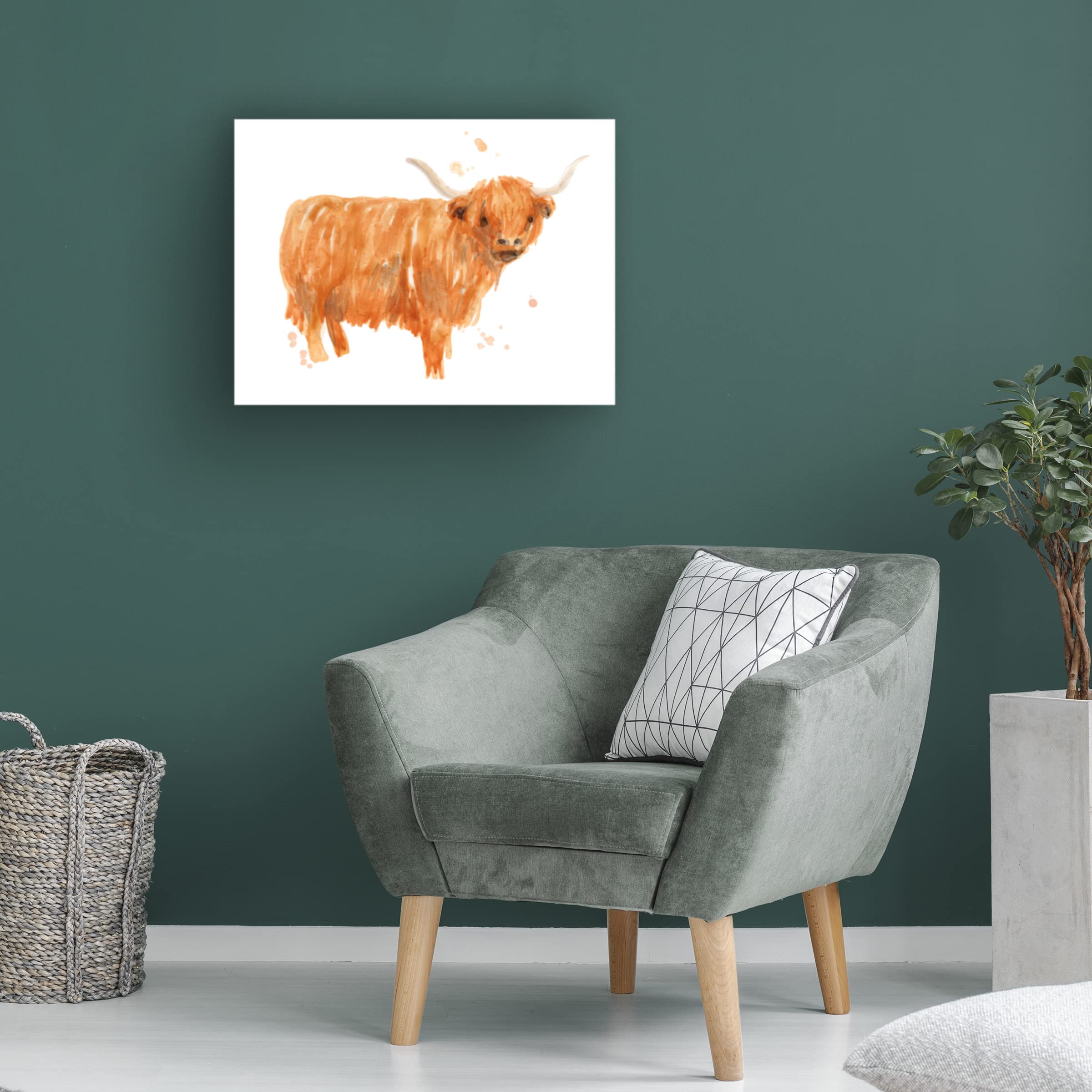 Highland Squad I Canvas Art Print by June Erica Vess - Scottish Highland Cow Wall Decor for Living Room, Bedroom & Office