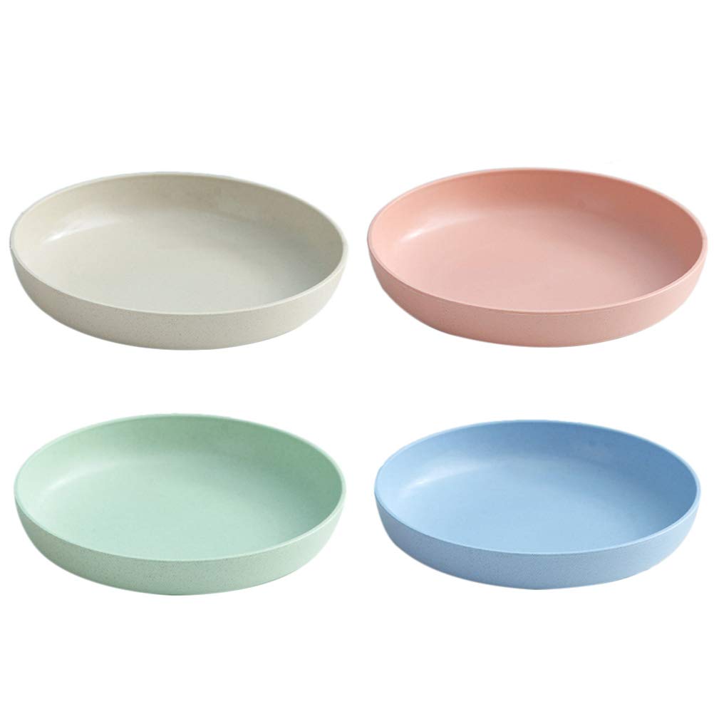 UPKOCH 4-Pack Eco-Friendly Wheat Fiber Dinner Plates - 10.5