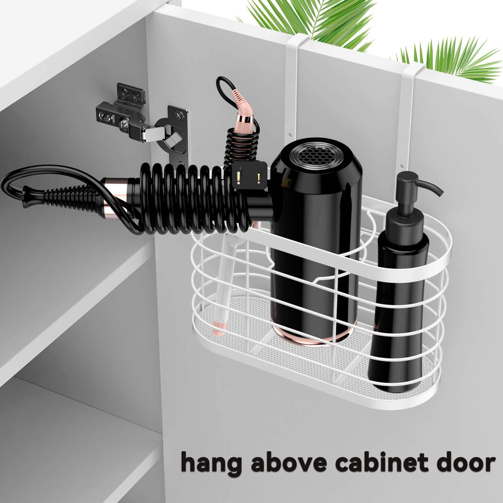 3-in-1 Adjustable Height Hair Dryer Holder & Styling Tool Organizer - Wall Mounted or Cabinet Door Storage for Hair Dryers, Flat Irons, Curling Wands - Perfect Bathroom & Under Sink Organization for Hair Styling Tools