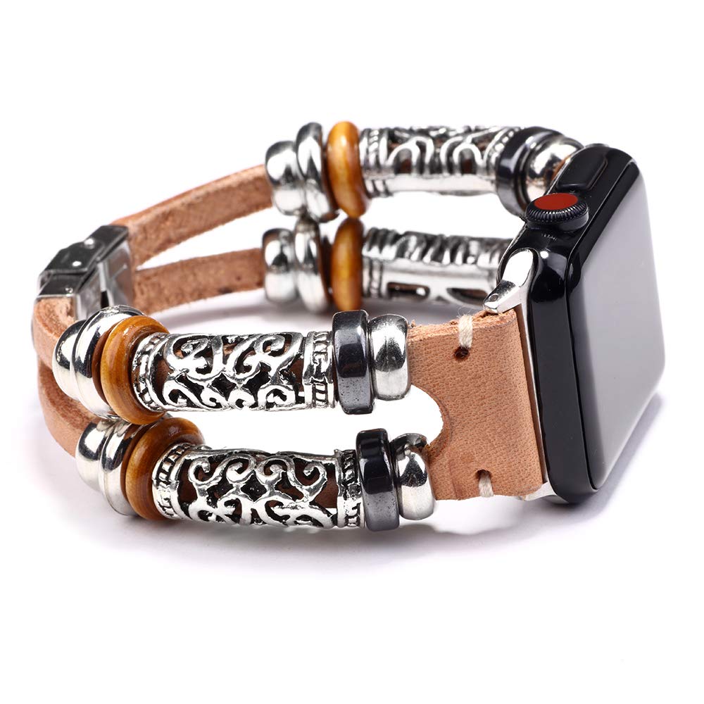 Boho Fancy Apple Watch Band - Vintage Multilayer Leather Bracelet Compatible with Apple Watch Series 5/4/3/SE/6/7/8 - Perfect for Boho Fashion & Everyday Wear