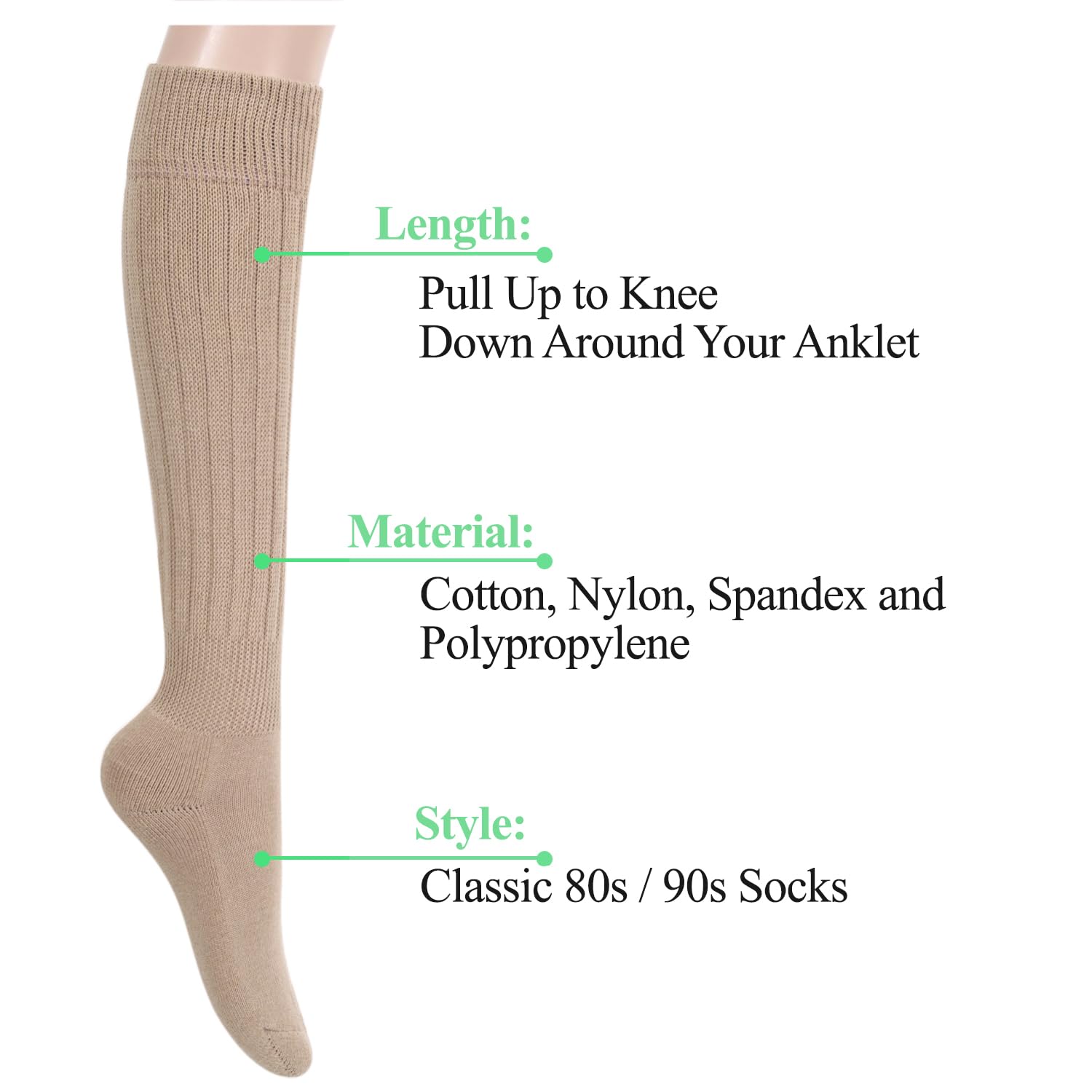 Zmart Women's Slouch Socks - Cozy Scrunch Socks 80s Retro Style, Soft Knit Ankle Socks in White, Black, Orange & Cream - Perfect for Casual Wear, Lounge & Vintage Outfits