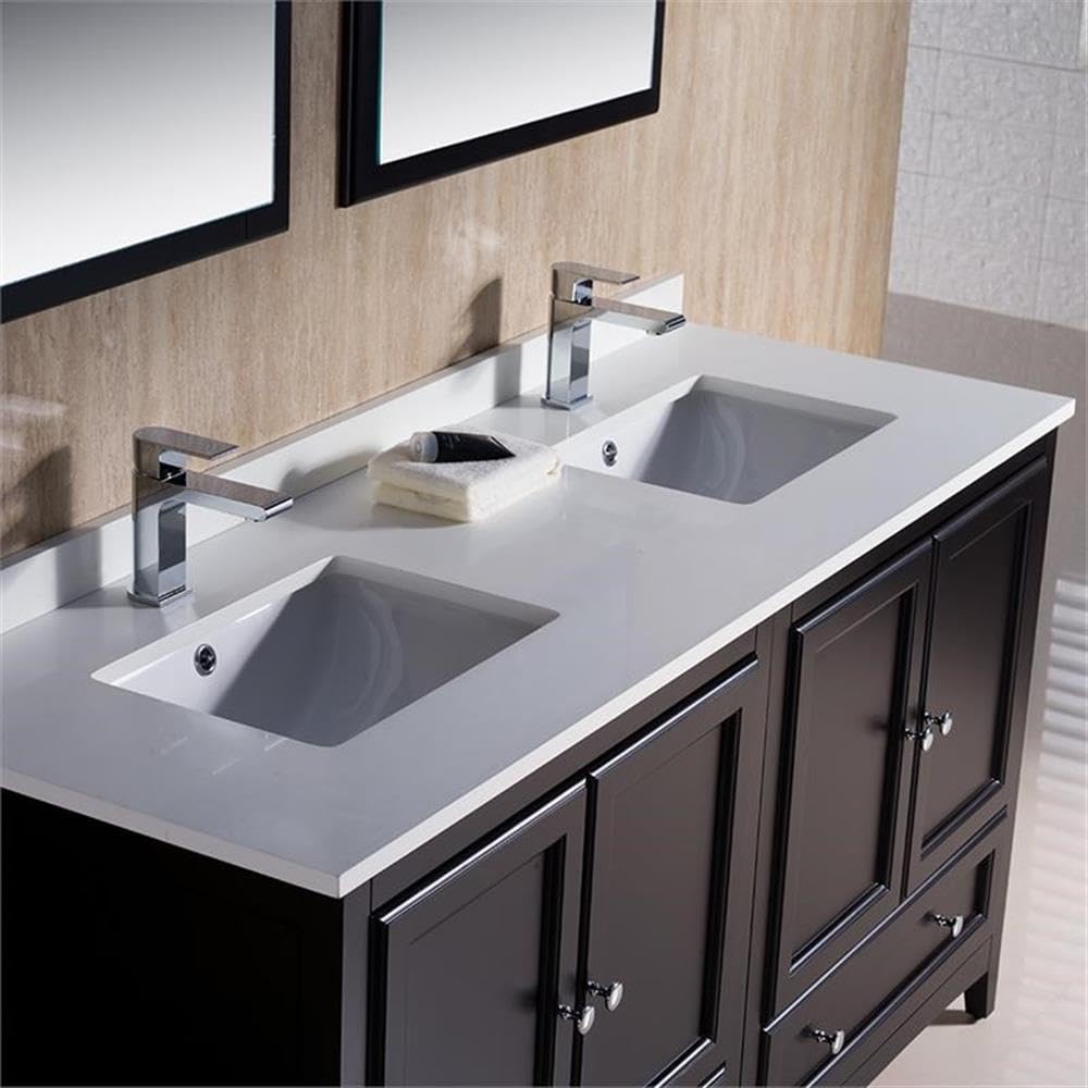 Fresca Bath FVN20-3030ES 60-Inch Oxford Double Vanity Sink in Espresso Finish - Perfect for Modern Bathroom Renovations and Master Suite Upgrades