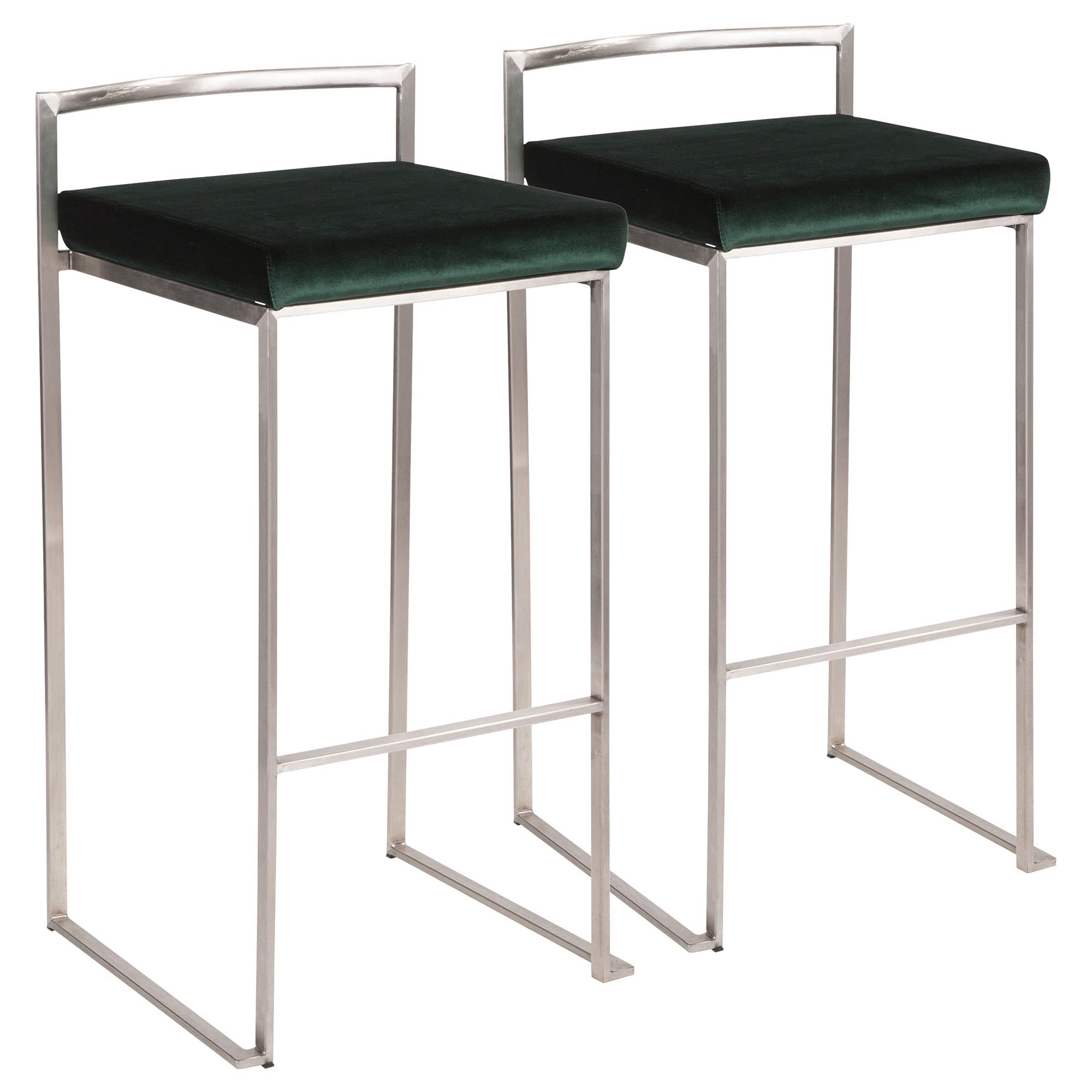 Fuji Stacker Bar Stool Set of 2 - Modern Adjustable Bar Chairs for Kitchen Island, Pub & Home Bar - Durable Counter Height Stools for Dining & Entertainment Areas