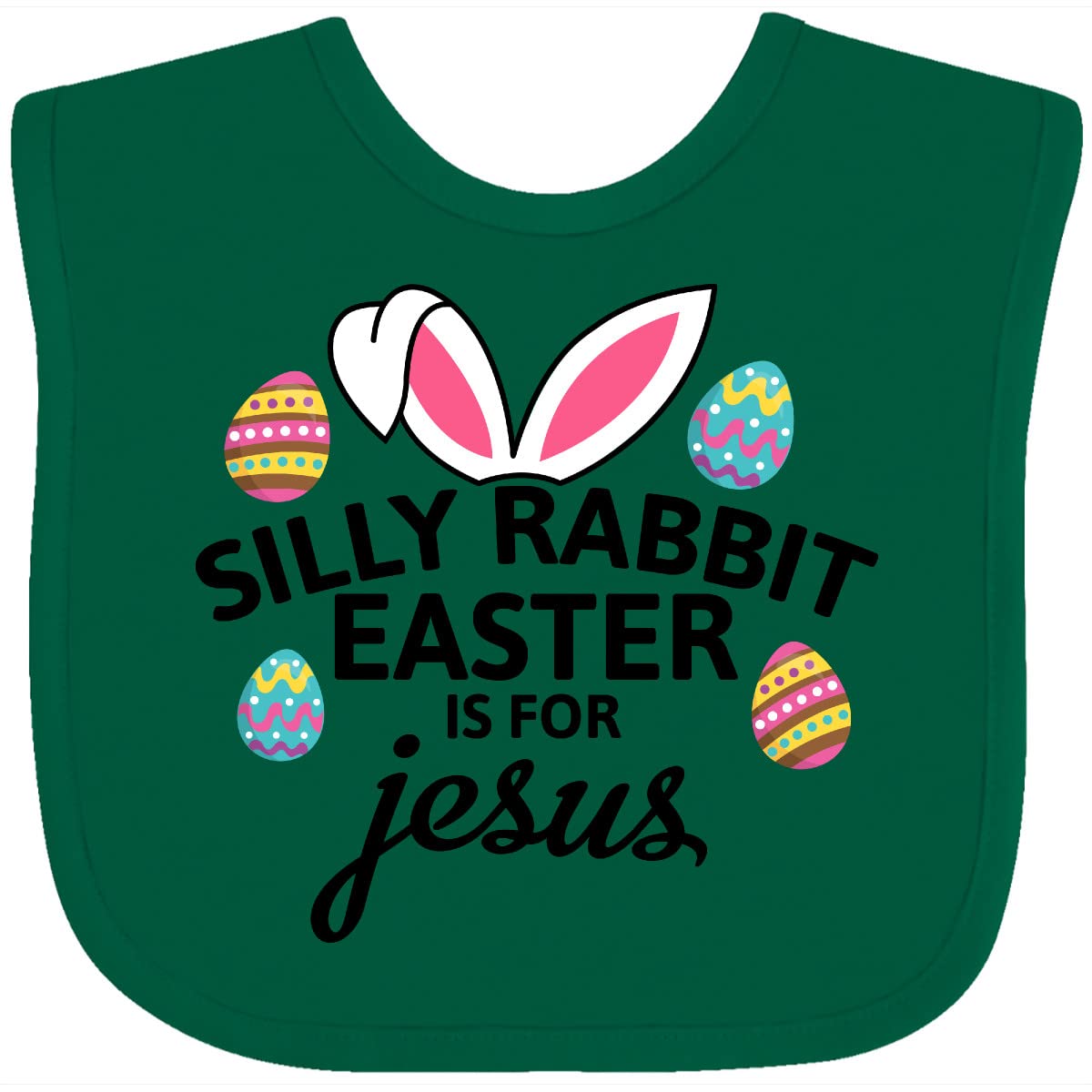 Inktastic Silly Rabbit Easter Is for Jesus Baby Bib - Cute Bunny Head Design for Easter Sunday Church & Family Celebrations