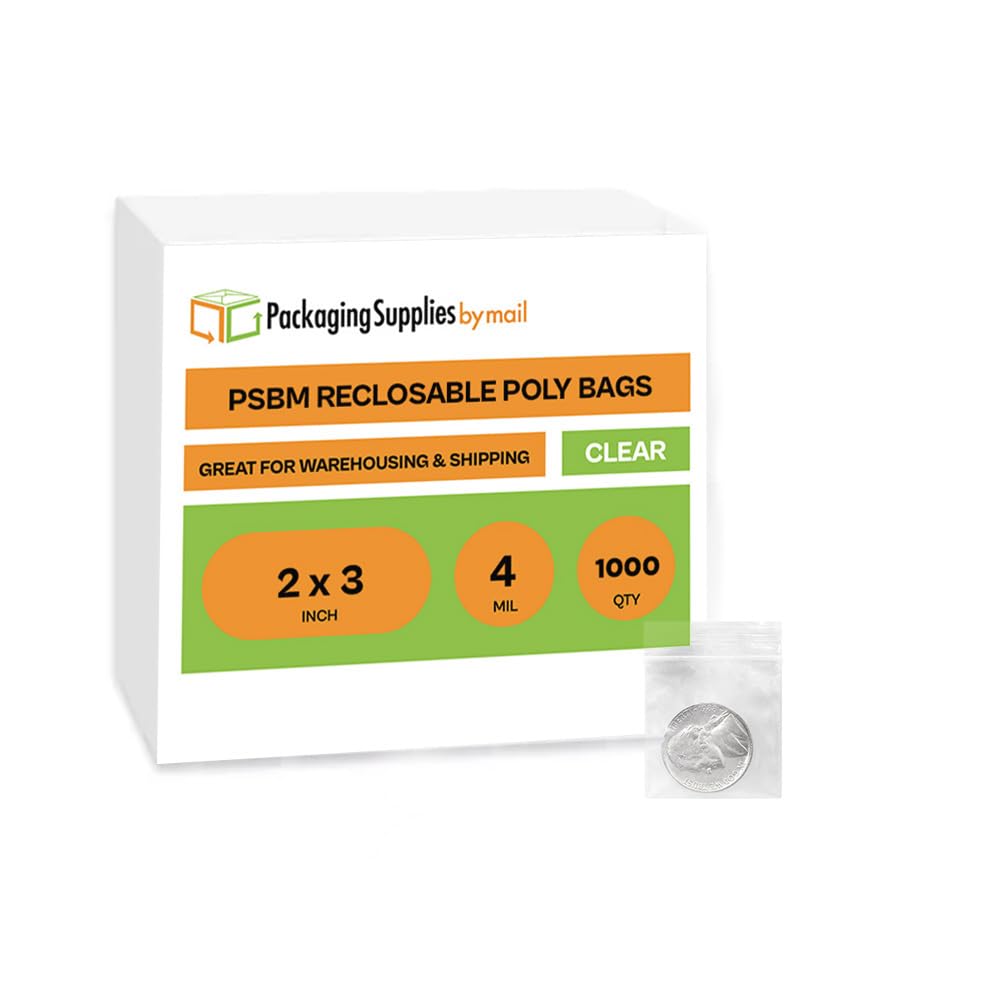 2x3 Inch Small Zipper Bags - 4 Mil Clear Reclosable Poly Bags (1000 Pack) for Jewelry, Crafts, Beads & Small Parts Storage | Perfect for Organizing, Travel & DIY Projects