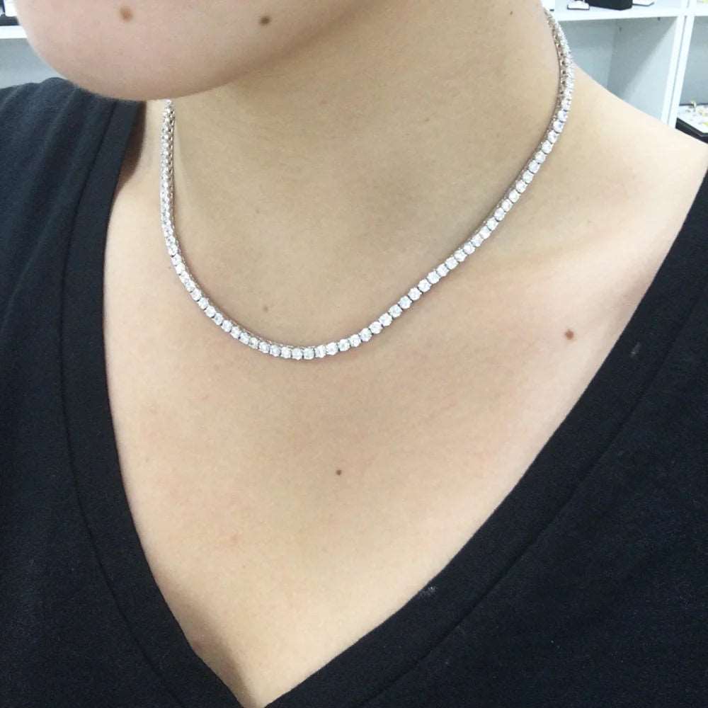 Round Cubic Zirconia Sterling Silver Necklace for Women - Elegant Pendant Jewelry Gift for Birthday, Anniversary & Special Occasions | M H W ACCESSORIES