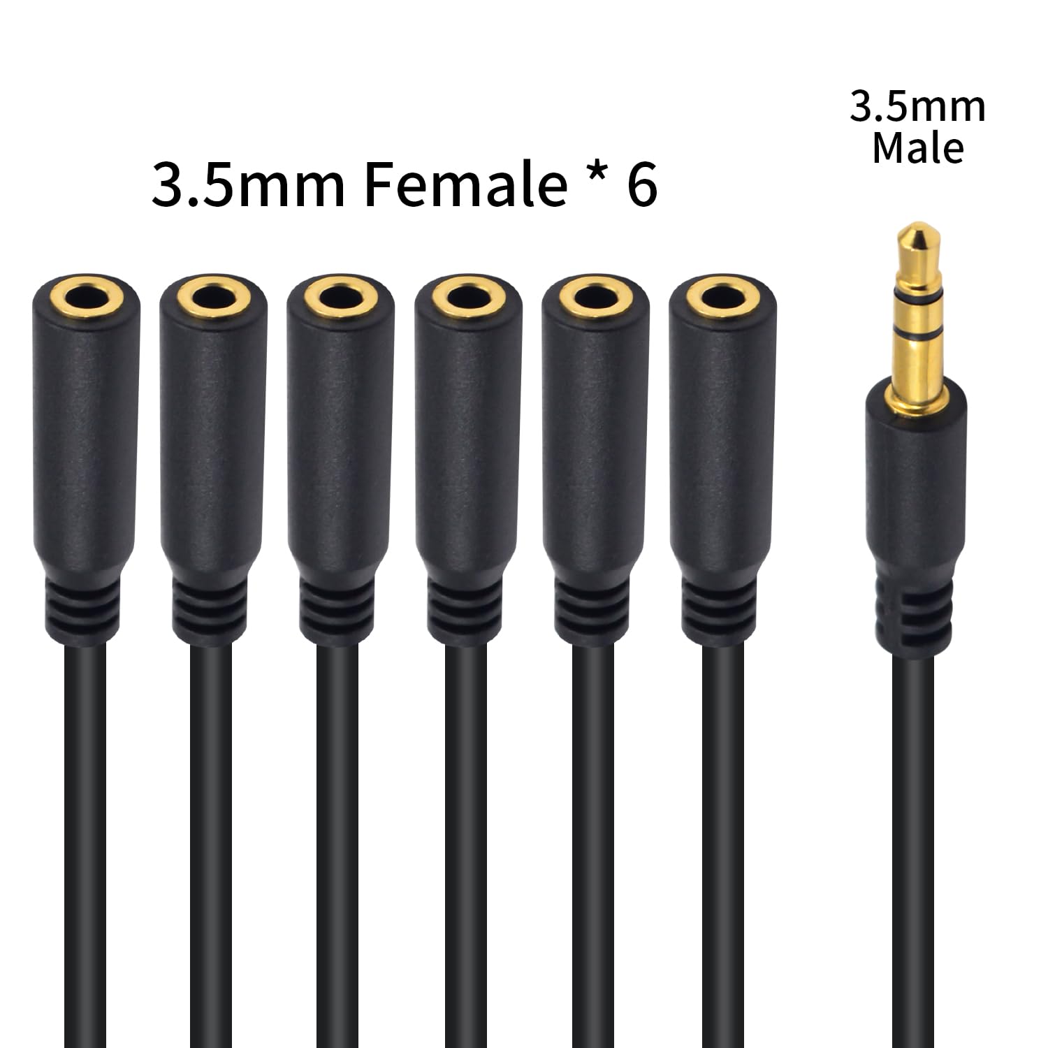 Poyiccot 3.5mm Headphone Splitter 1 to 6 Way - 1/8 Inch TRS Male to Female Stereo Audio Cable - 1.5ft Aux Extension for Headphones, Earphones, Speakers - Perfect for Home Theater, Gaming, and Music Sharing