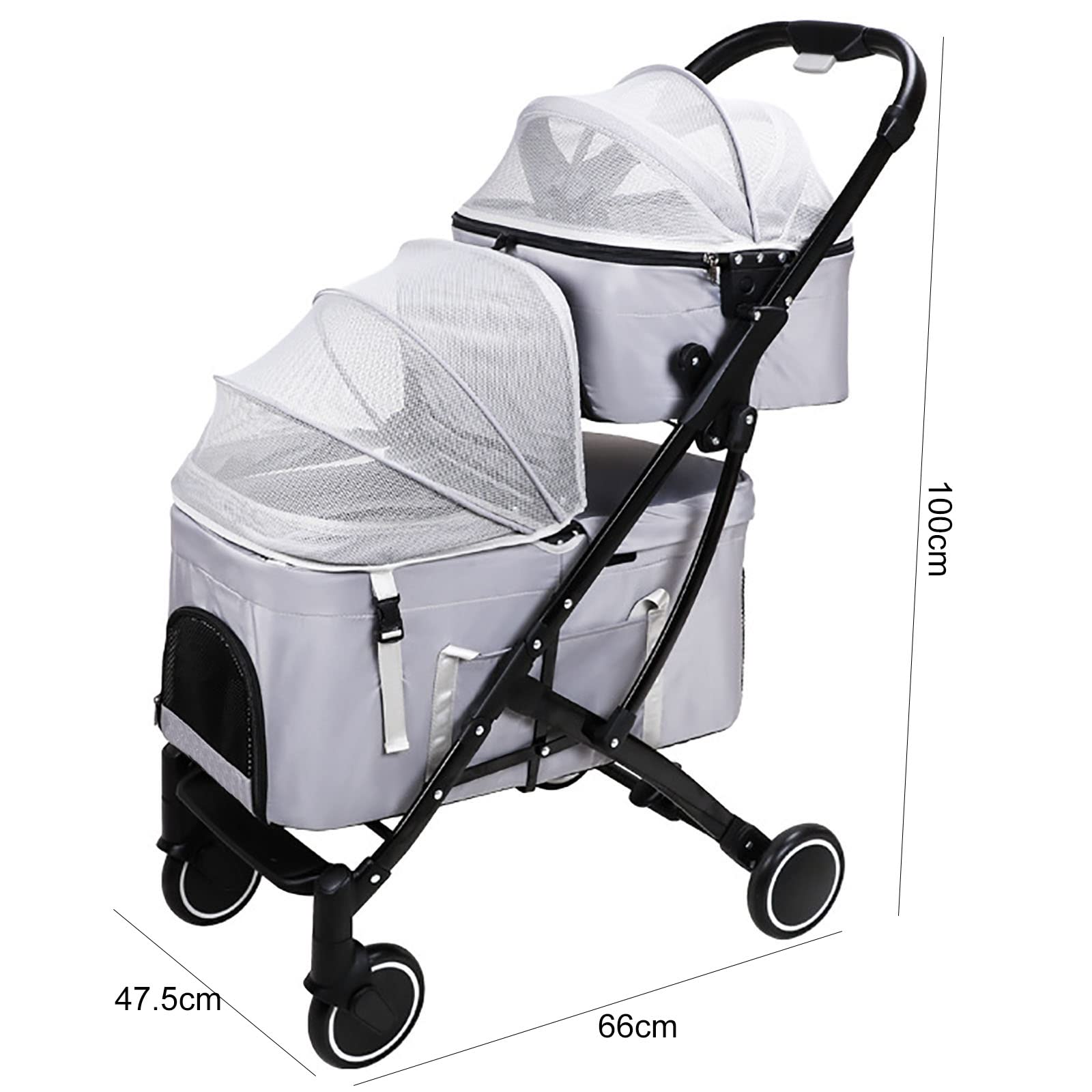 Lightweight Dog Stroller for 2 Small Pets - 4-Wheel Breathable Pet Carrier with Storage Basket | Perfect for Walking, Vet Visits & Outdoor Adventures