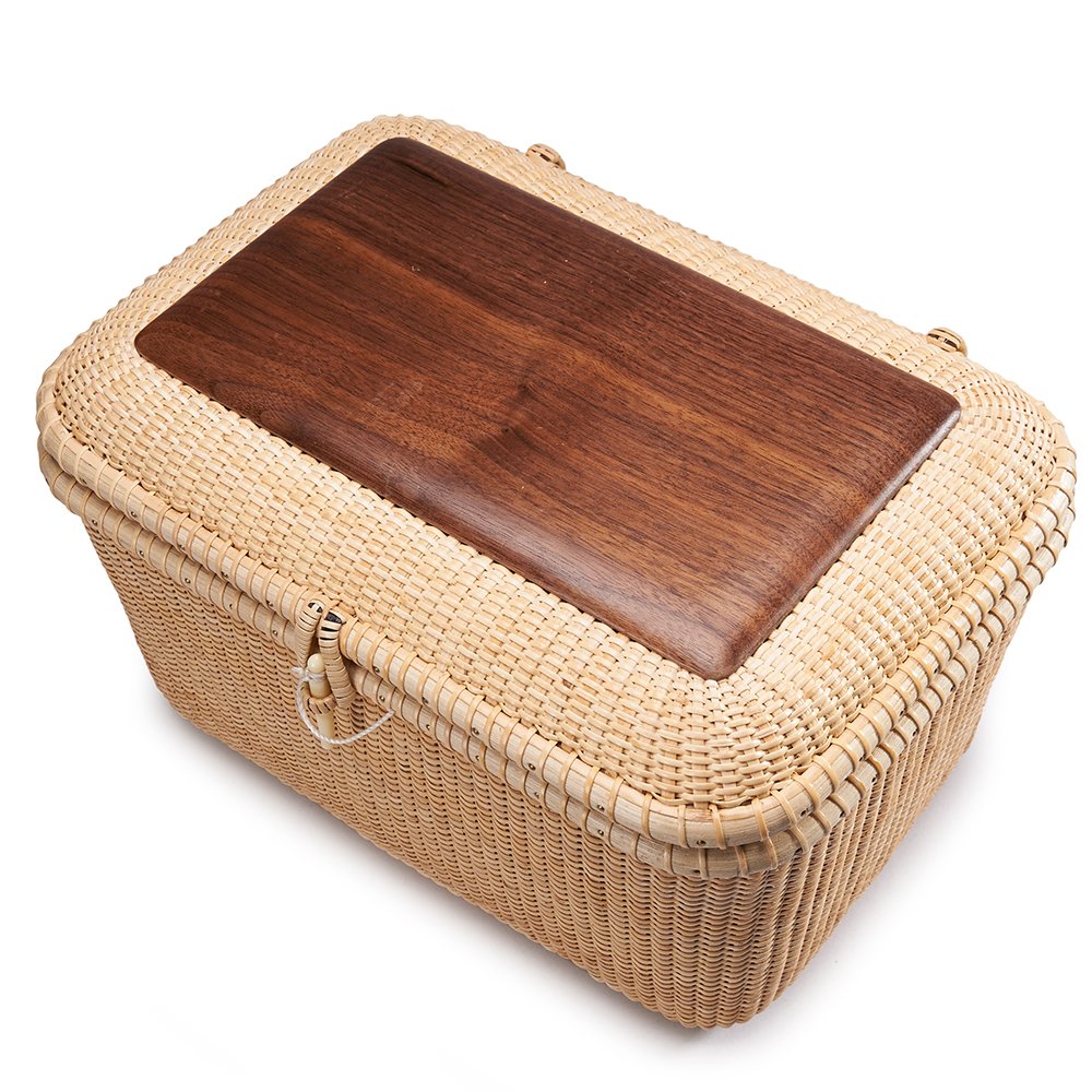 Nantucket Woven Rattan Storage Basket Set with Lid - Handwoven Tea & Fruit Basket, Home Organizer for Shelves, Desktops, and Kitchen | Perfect for Farmhouse Decor, Picnics, and Gift Packaging
