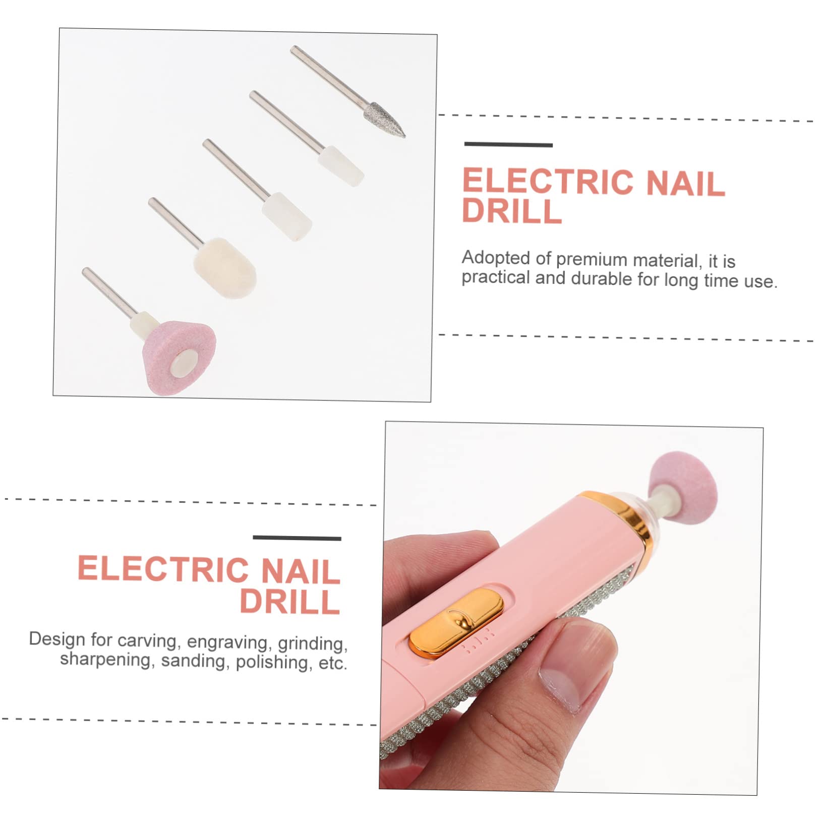 Minkissy 5-in-1 Cordless Electric Nail Drill Kit - Professional Manicure Tools for Acrylic Nails, Portable USB Rechargeable Nail Art Grinder & Filer - Perfect for Home Salon, Nail Art DIY & Professional Use