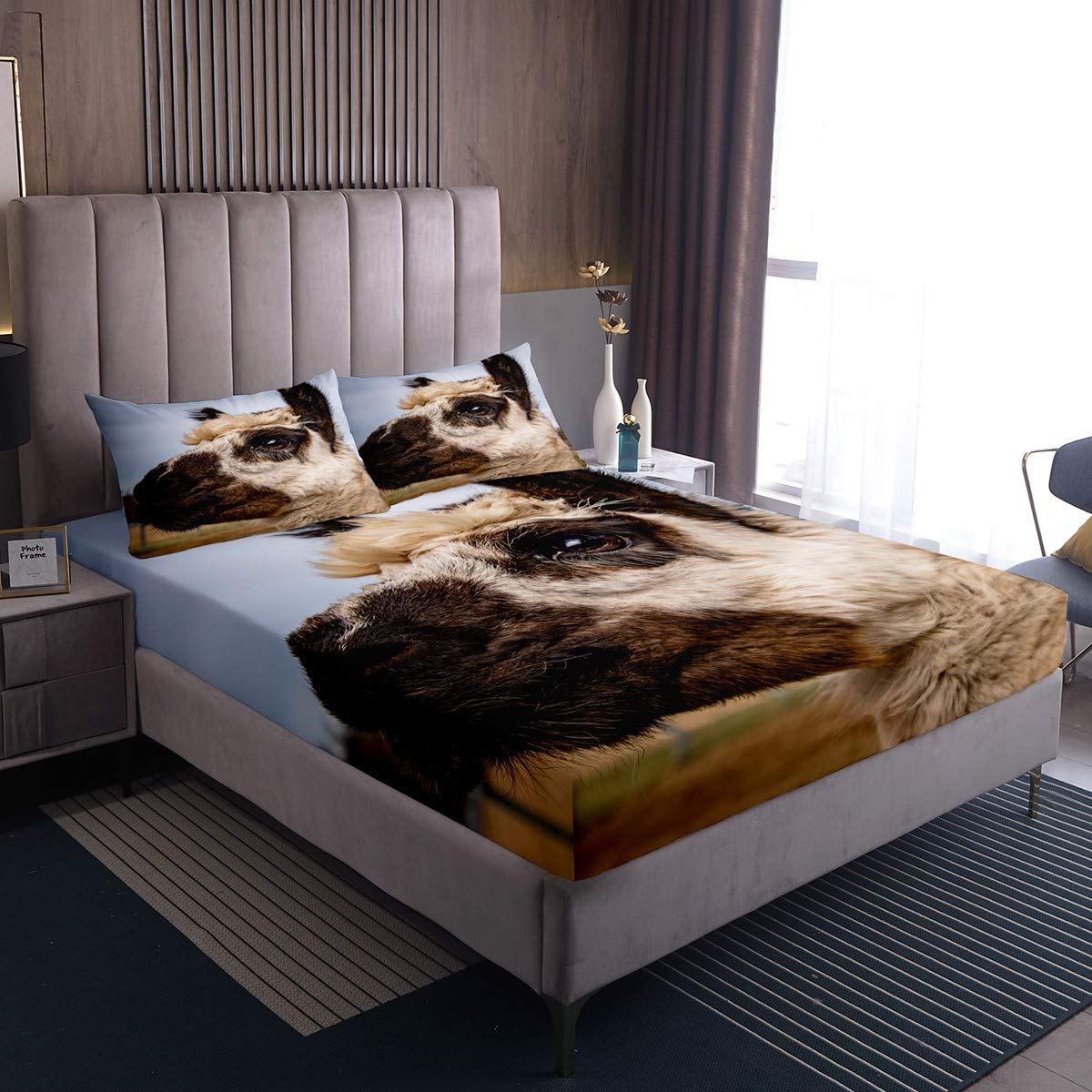 Soft Alpaca 3D Print Comforter Set - Twin Size 2-Piece with Pillow Sham - Farmhouse Animal Theme Zipper Duvet Cover - Cozy Winter Bedding for Kids Room Decor - Perfect for Cold Nights & Nursery Styling