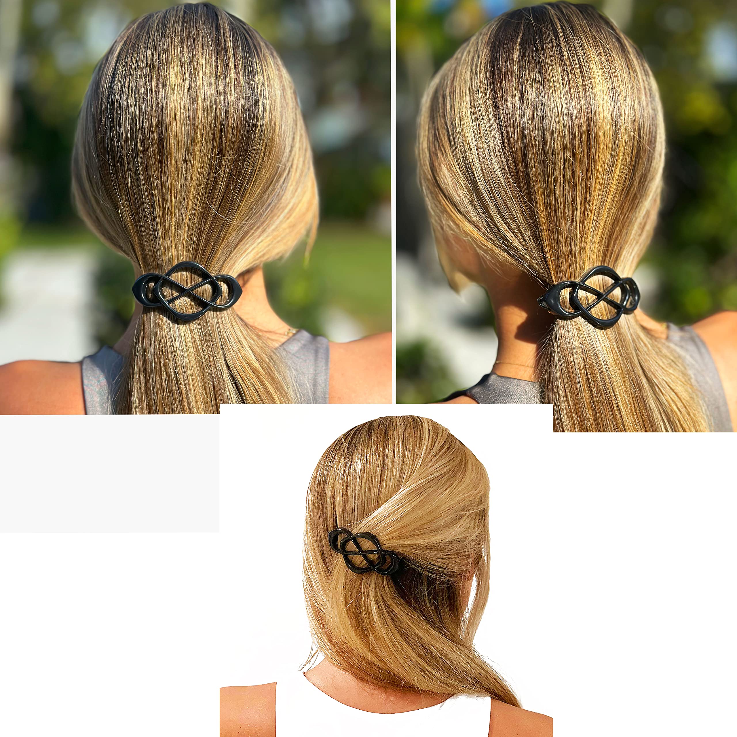 Camila Paris CP2437 French Hair Barrette for Girls & Women - Strong Hold No Slip Hair Clip for Thick Hair | Black Hair Accessories for School, Work & Special Occasions | Made in France