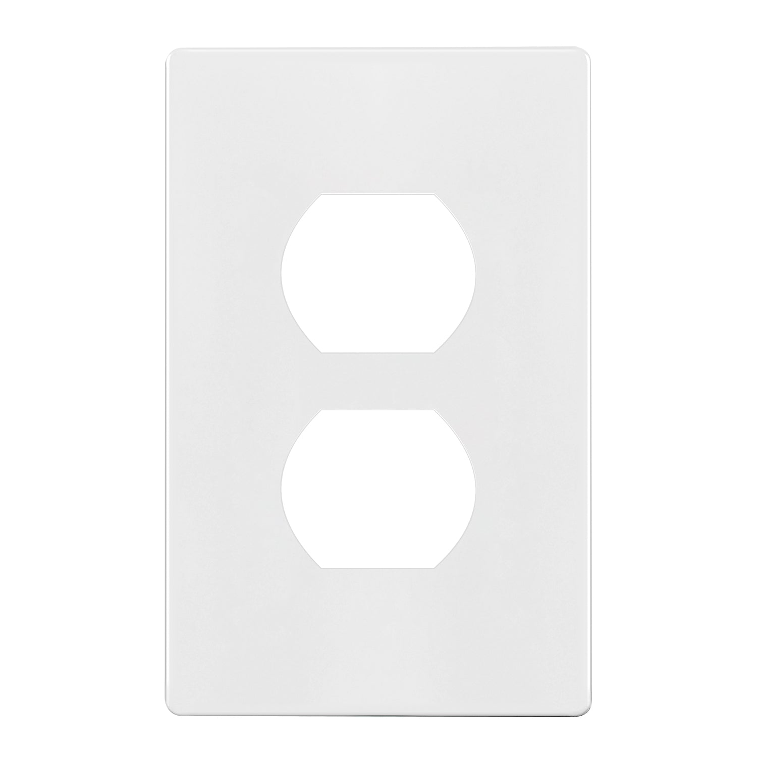 1 Gang Screwless Duplex Outlet Cover Plate - White | Electrical Wall Plate for Home & Office | Easy Installation, Modern Design