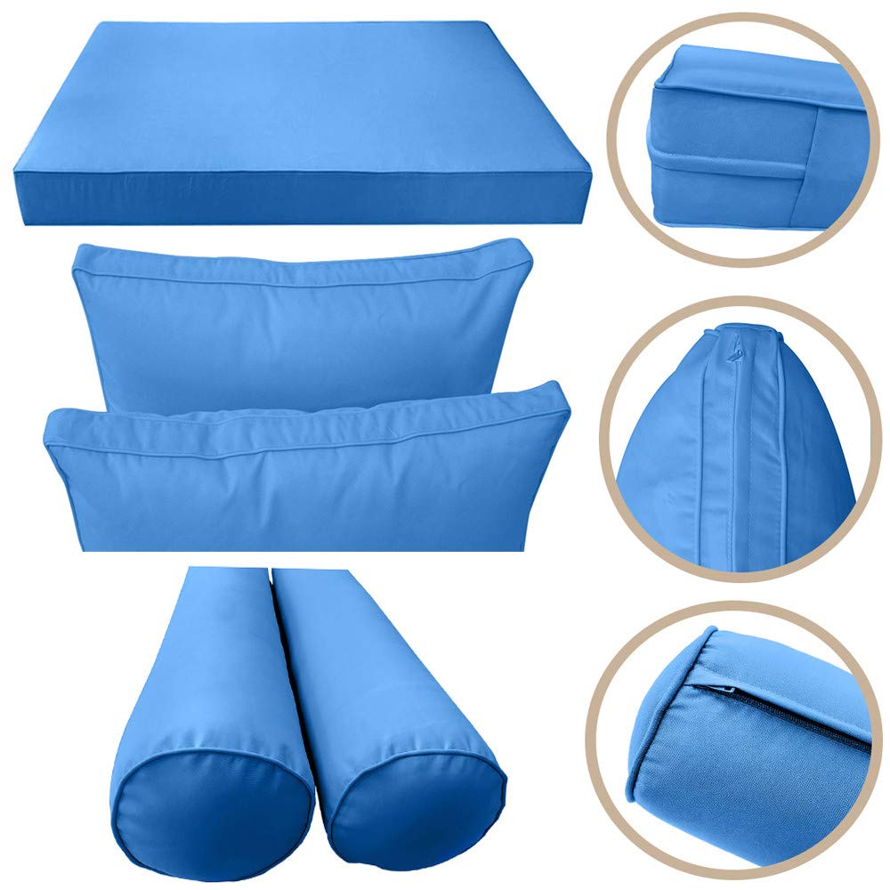 Prolinemax Style1 5-Piece Outdoor Daybed Cushion Set - Full Size Mattress, Bolster & Pillows for Patio, Poolside, Garden Lounge (AD102) | Water-Resistant & Comfortable Outdoor Furniture Cushions