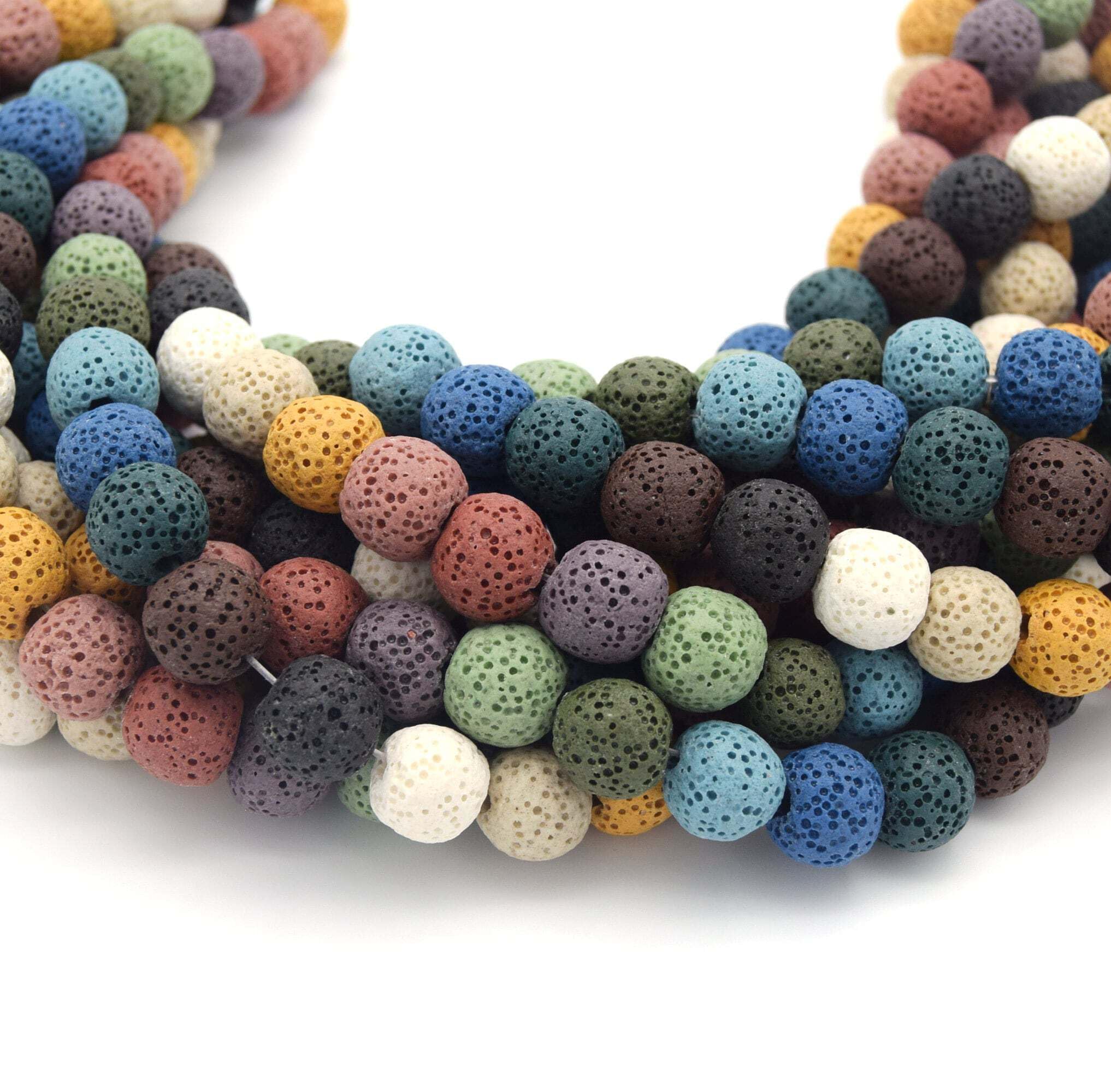 Lava Beads - 6mm Rainbow Multicolor Round Diffuser Beads for Aromatherapy, Jewelry Making & Essential Oil Blending | Perfect for DIY Bracelets, Necklaces & Home Fragrance