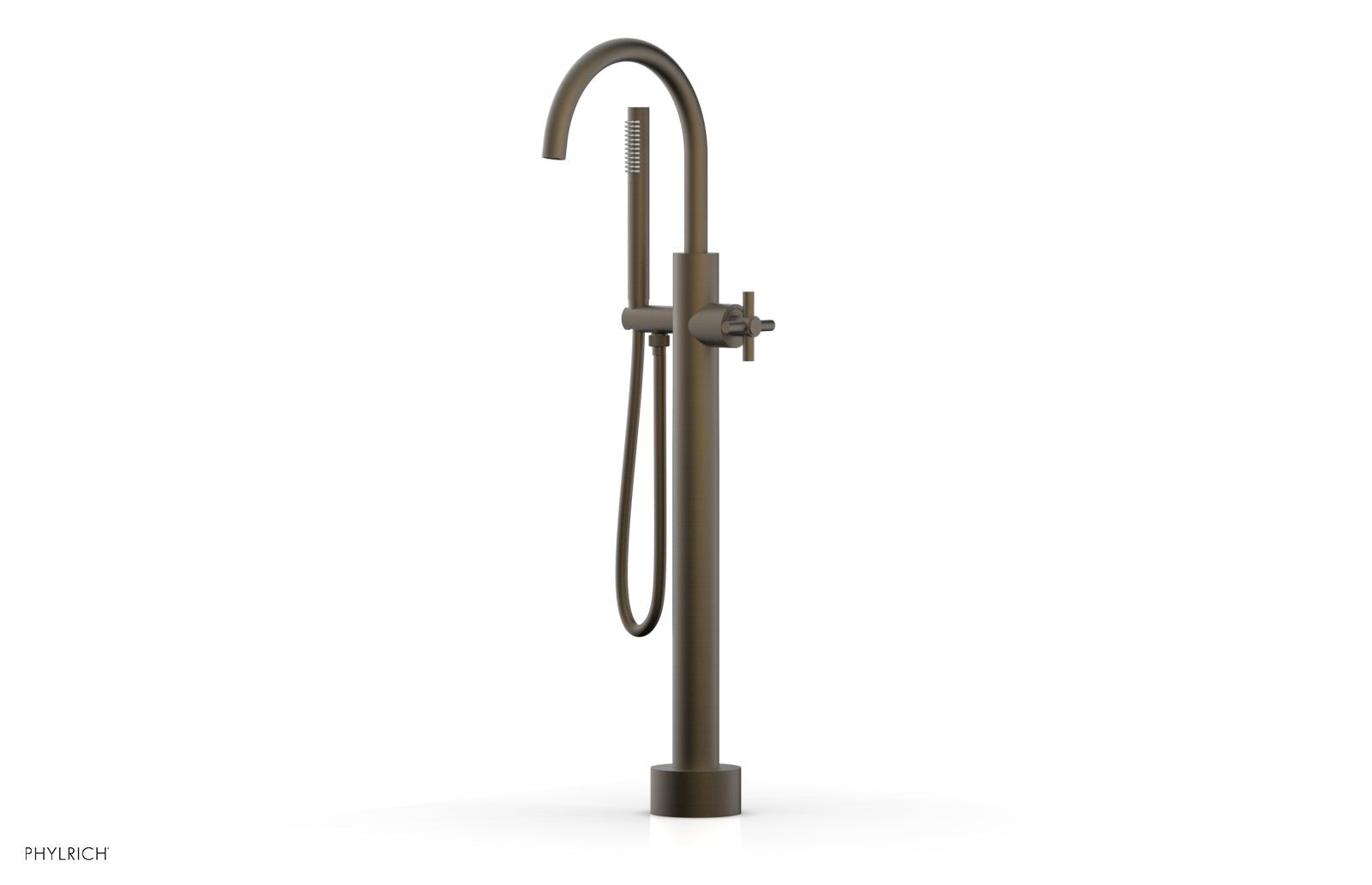 D131 44 03 BASIC Low Floor Mount Tub Filler with Cross Handle & Hand Shower - Perfect for Bathroom Renovation and Modern Home Spa Experience