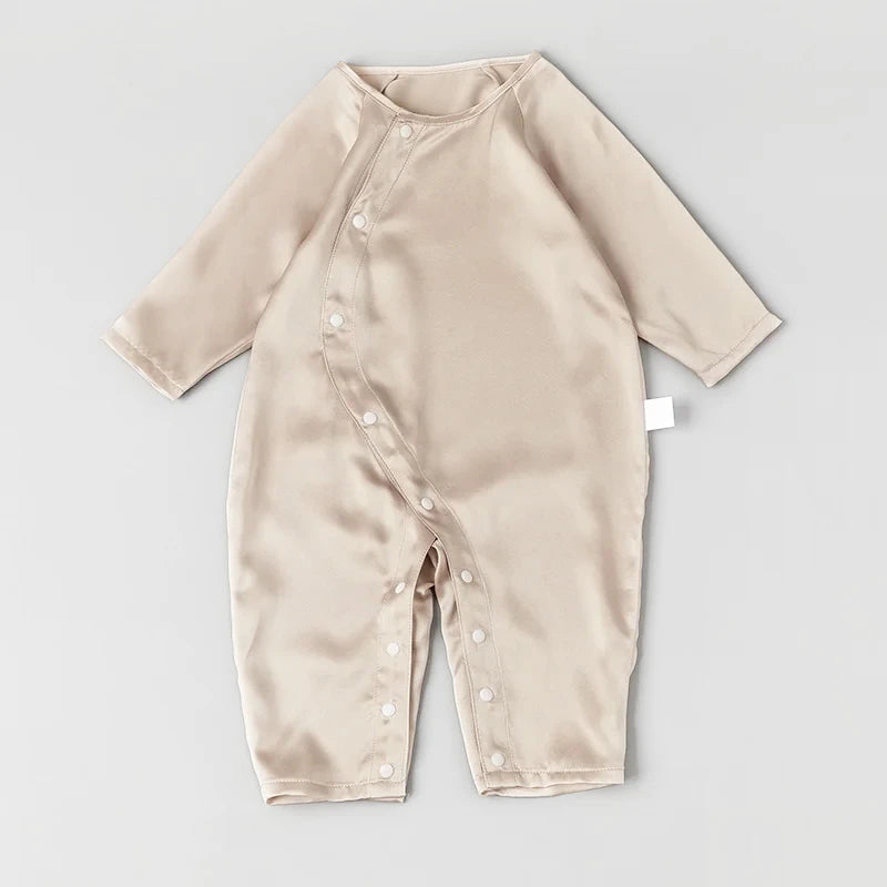 Premium Long Sleeve Button-Down Baby Silk Onesies - Soft & Comfortable Infant Romper for Newborns & Toddlers - Perfect for Special Occasions, Photo Shoots & Everyday Wear