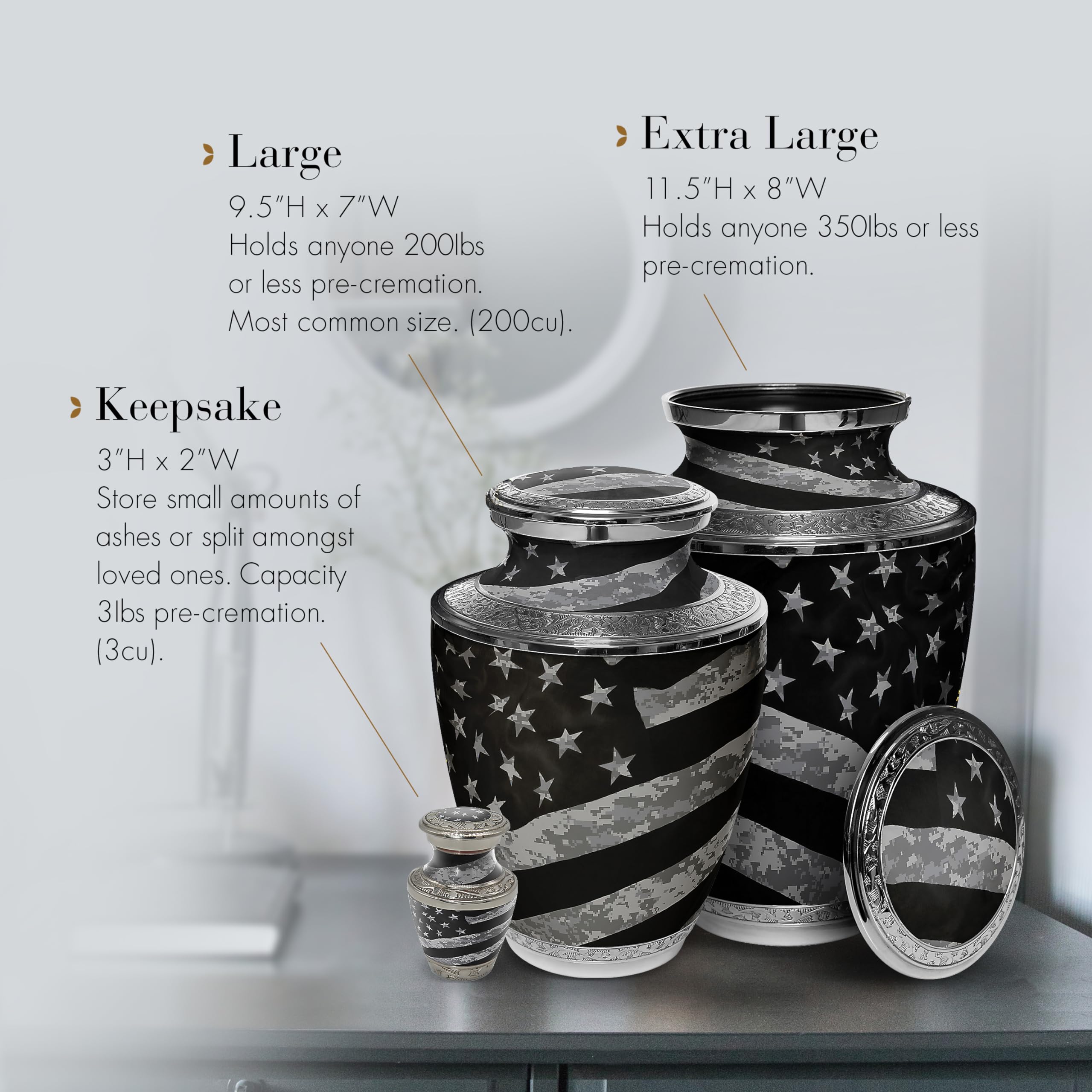Military Cremation Urns for Human Ashes - Large Adult Male Urn for Funeral, Memorial & Burial - Army Themed Keepsake Urn for Dad, Husband & Veterans - Perfect for Home Display, Cemetery or Military Memorial Services