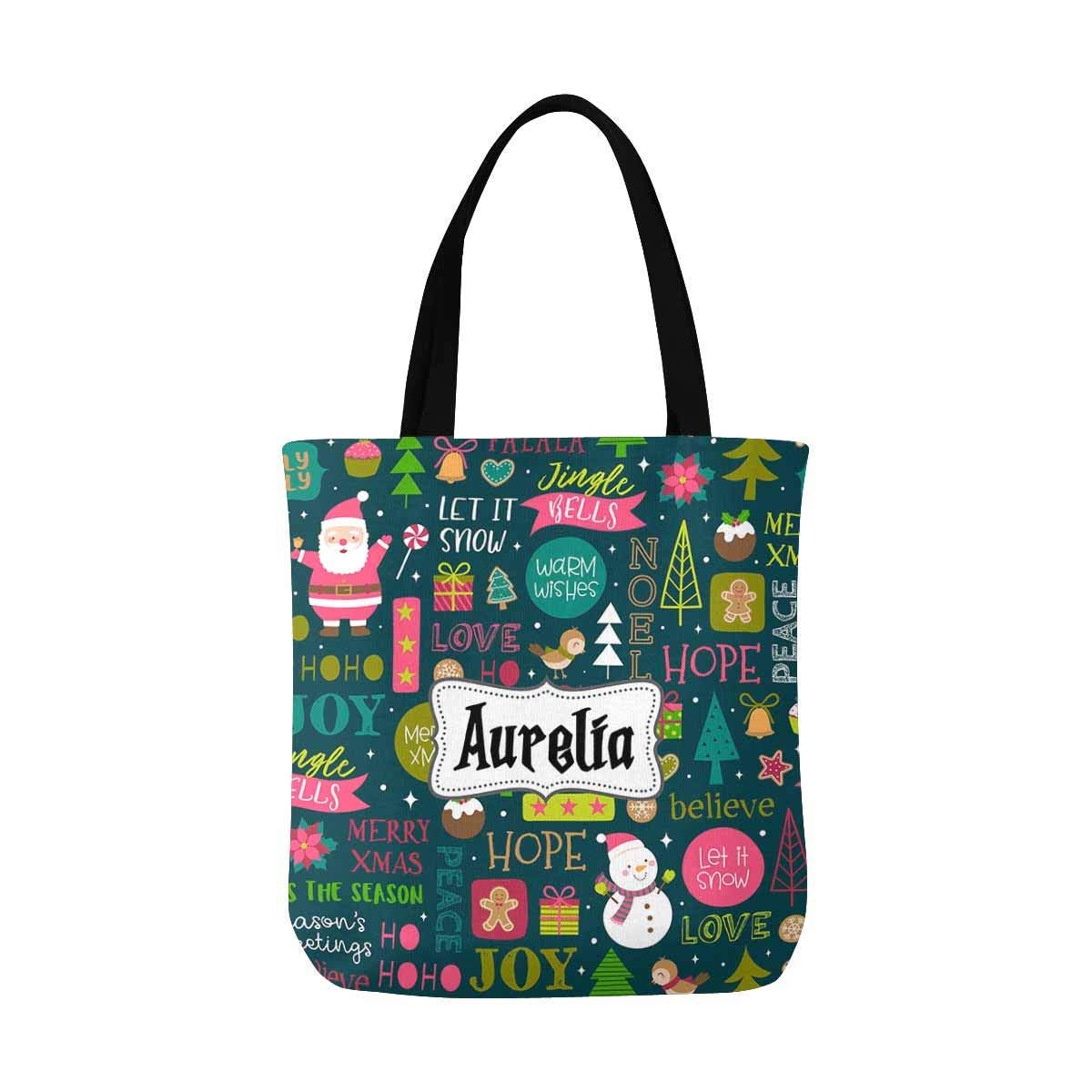 Custom Personalized Text Tote Bags for Women - Cute Christmas Canvas Shoulder Handbag Gift for Girls | Holiday Shopping, Party Favors & Everyday Use