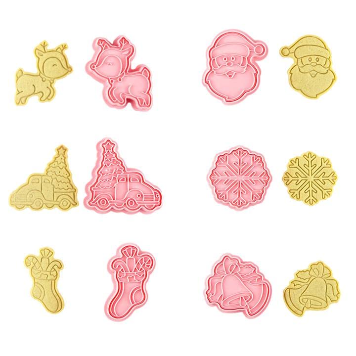 3D Christmas Cookie Cutters Set - 6 Piece Holiday Baking Kit with Tree, Bell, Reindeer, Santa, Stocking & House Shapes | Perfect for Christmas Baking, DIY Cookies, Holiday Parties & Gift Giving