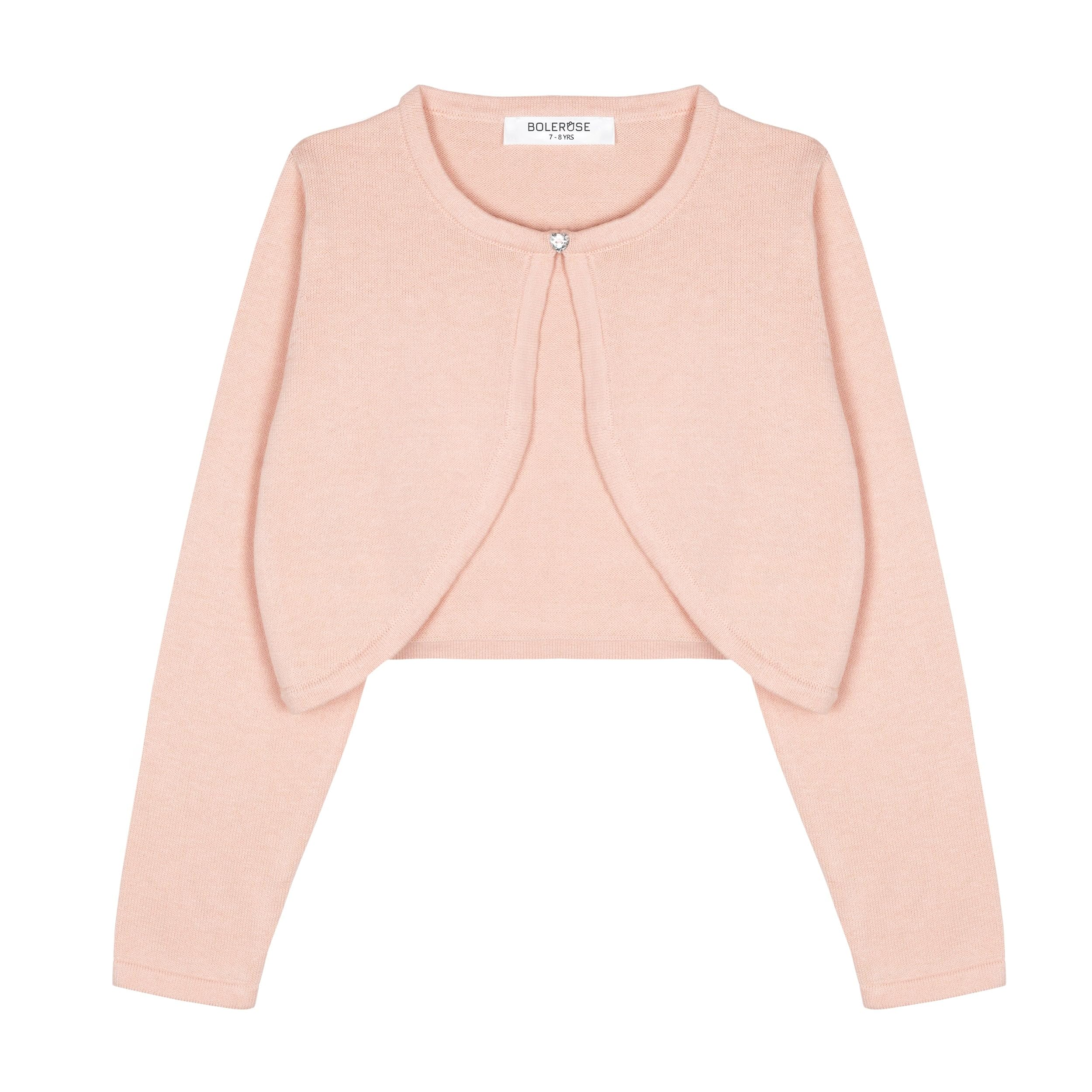 BOLEROSE Girls Long Sleeve Cardigan Sweater - Kids Bolero Shrug Jacket for School, Party & Special Occasions