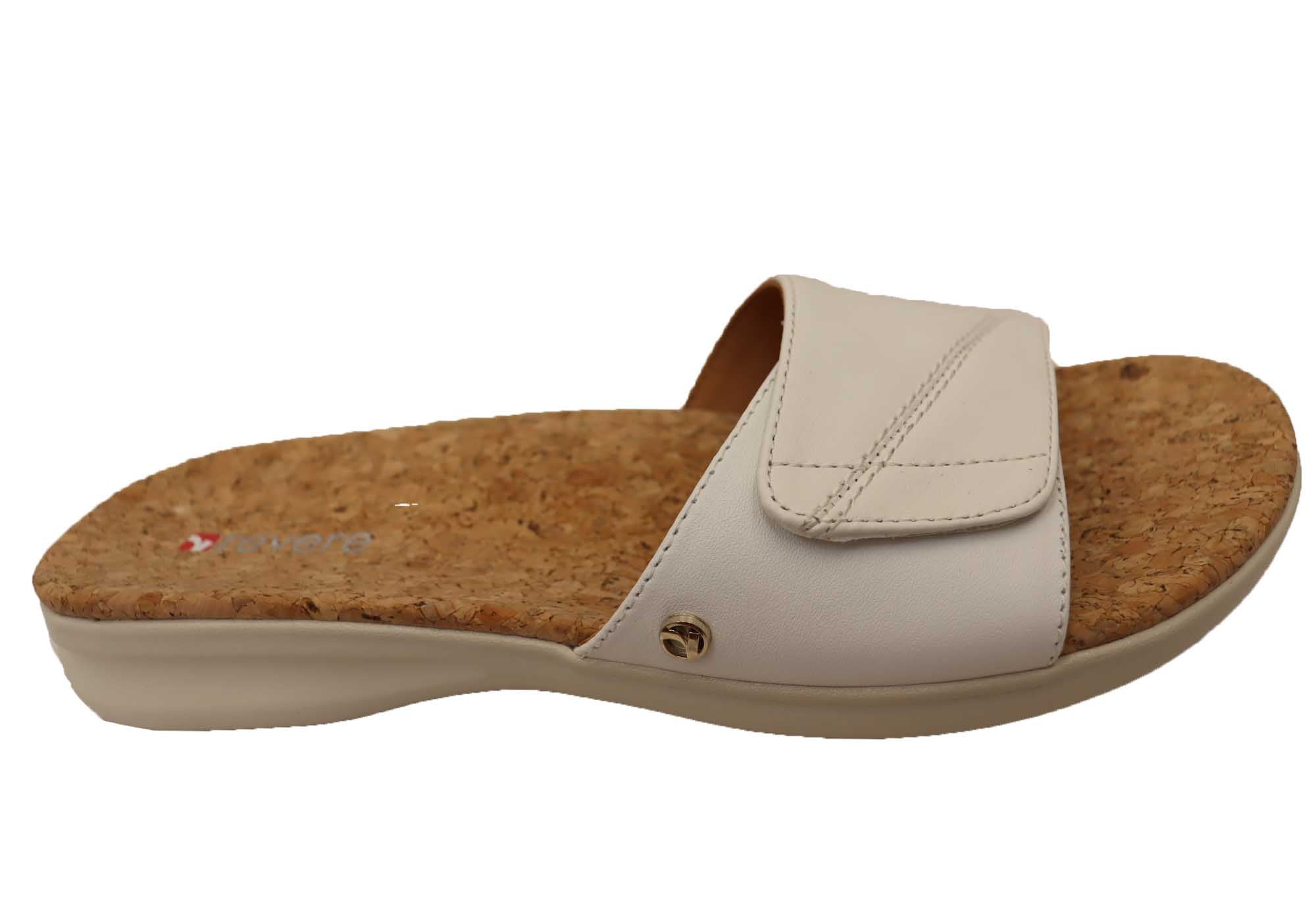Revere Macau Women's Comfortable Leather Slides Sandals - Casual Summer Shoes for Beach, Pool & Home Wear