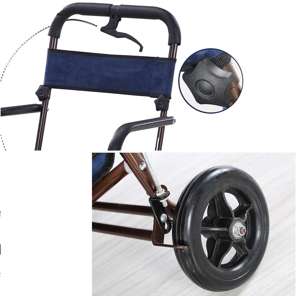 **Adjustable Height Foldable Rollator Walker with Shopping Basket & Seat - Lightweight Mobility Aid for Seniors & Rehabilitation - Ideal for Shopping, Travel & Daily Use (Blue)**