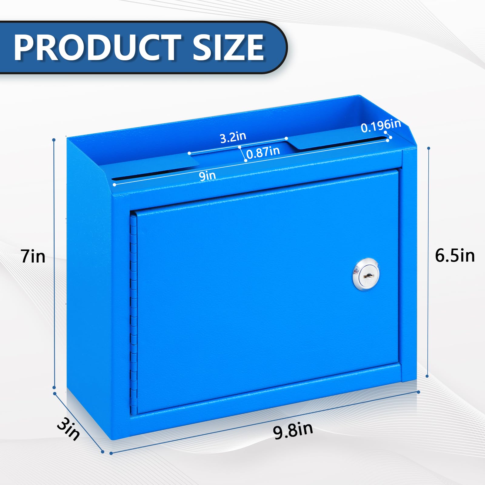 Secure Locking Mailbox with Key Drop - Wall Mounted Suggestion & Donation Box (9.8