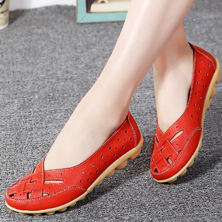 Breathable Leather Flat Shoes for Women - Comfortable & Stylish Loafers for Casual Wear, Office & Walking