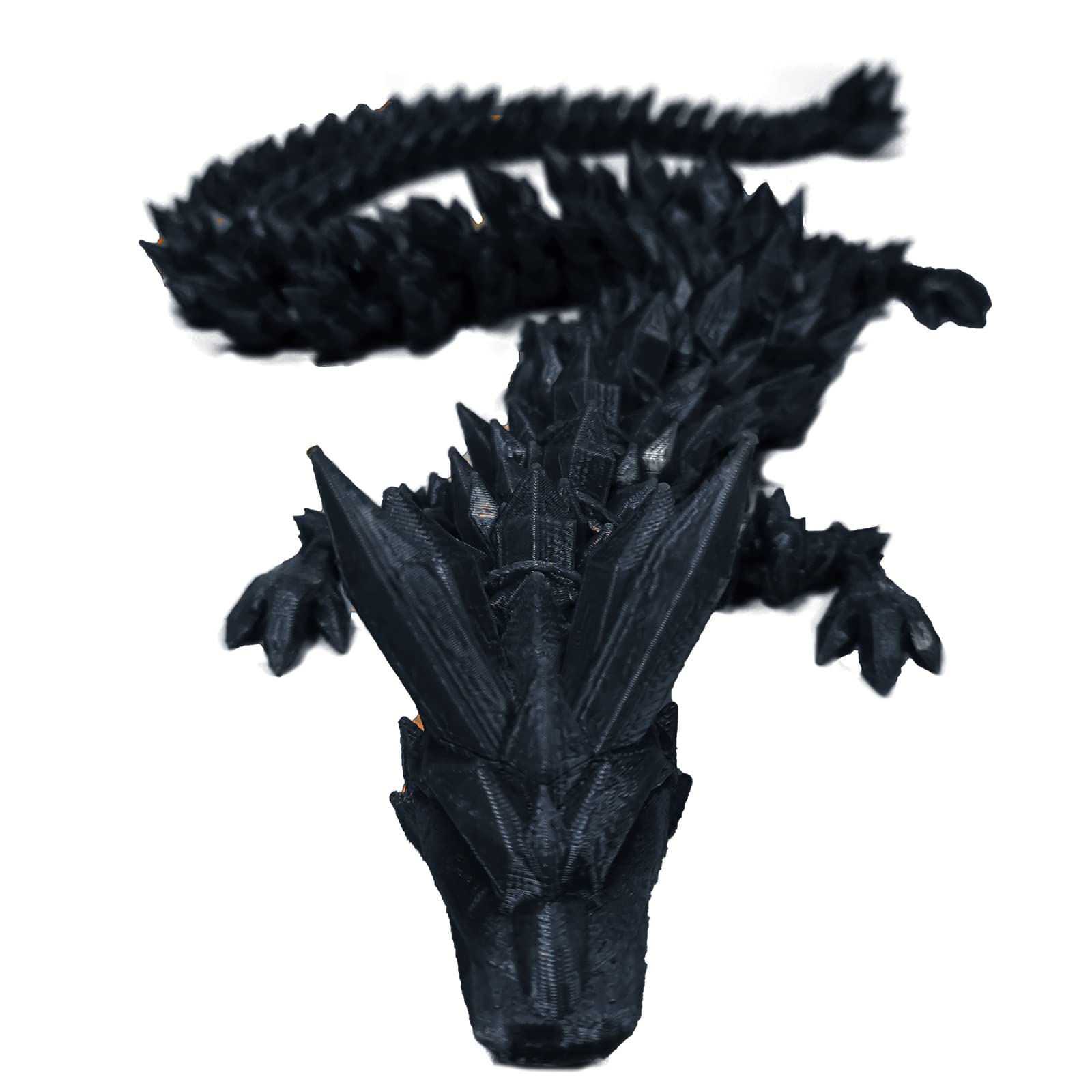 3D Printed Crystal Dragon Toy - Rotatable & Poseable Articulated Dragon Figure for Stress Relief - 21.7 Inch Black Fantasy Collectible for Kids & Adults - Perfect for Home Decor, Office Desk, and Gift Giving