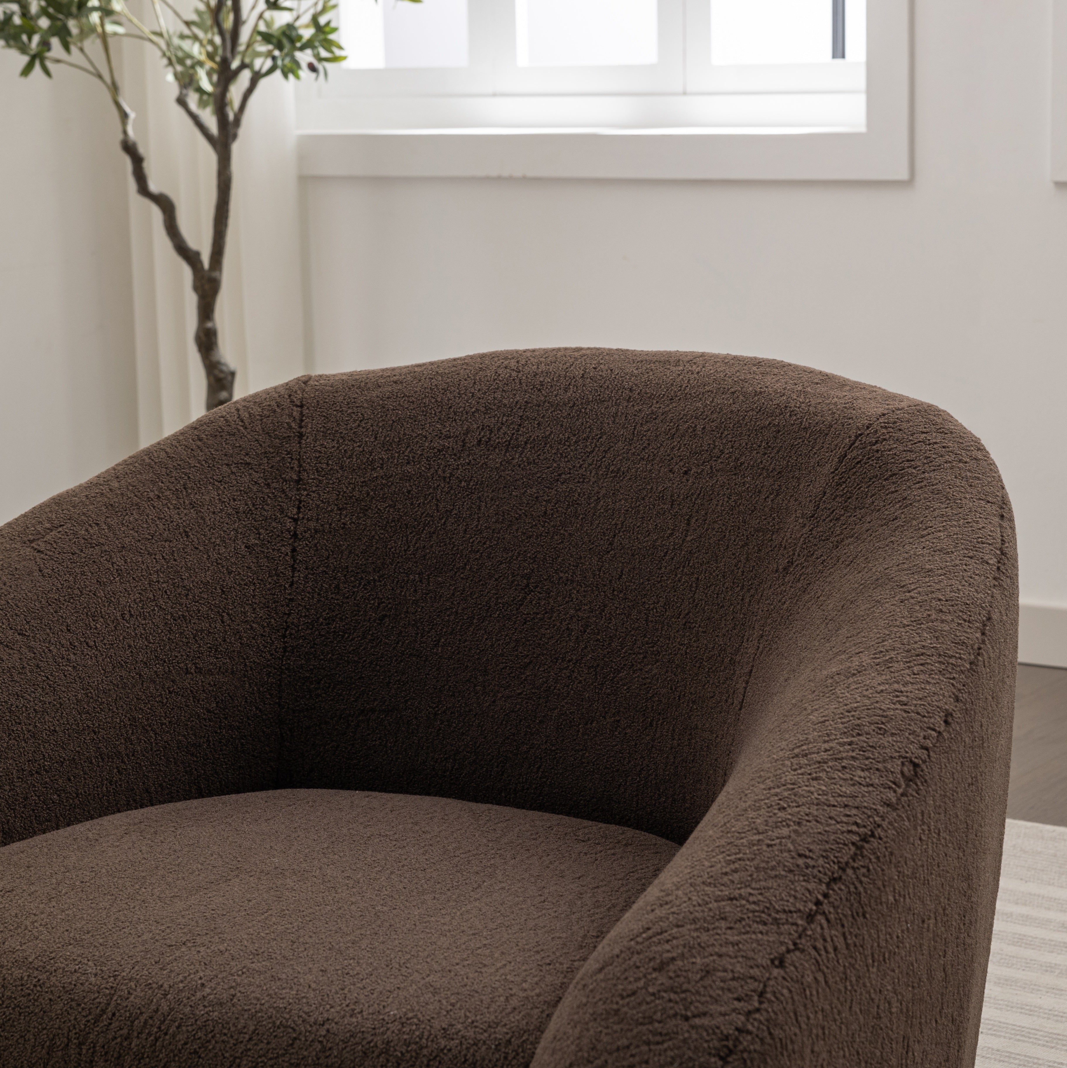 Roundhill Furniture Luzern Modern Boucle Upholstered Accent Chair - 360° Swivel Lounge Chair for Living Room, Bedroom & Office - Soft Fabric Contemporary Seating with Rotating Base