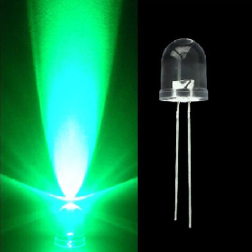 50pcs Ultra Bright 10mm Round Green LED Lights - 26000MCD High Intensity for DIY Electronics, Automotive Lighting, and Home Decoration Projects