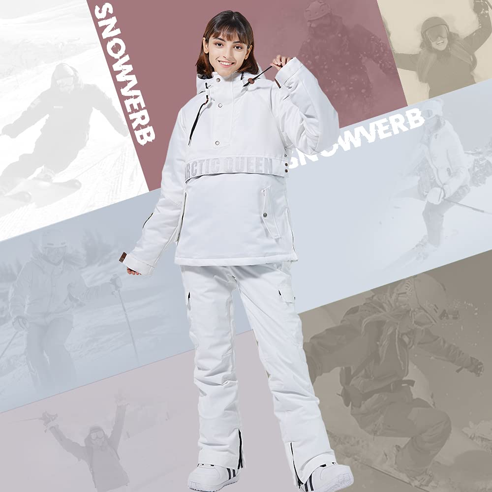 SNOWVERB Women's Insulated Waterproof Ski Jacket & Bib Pants Set - 2 Piece Snowboard Coat & Overalls for Winter Sports | Warm & Windproof Snow Suit for Skiing, Snowboarding & Cold Weather