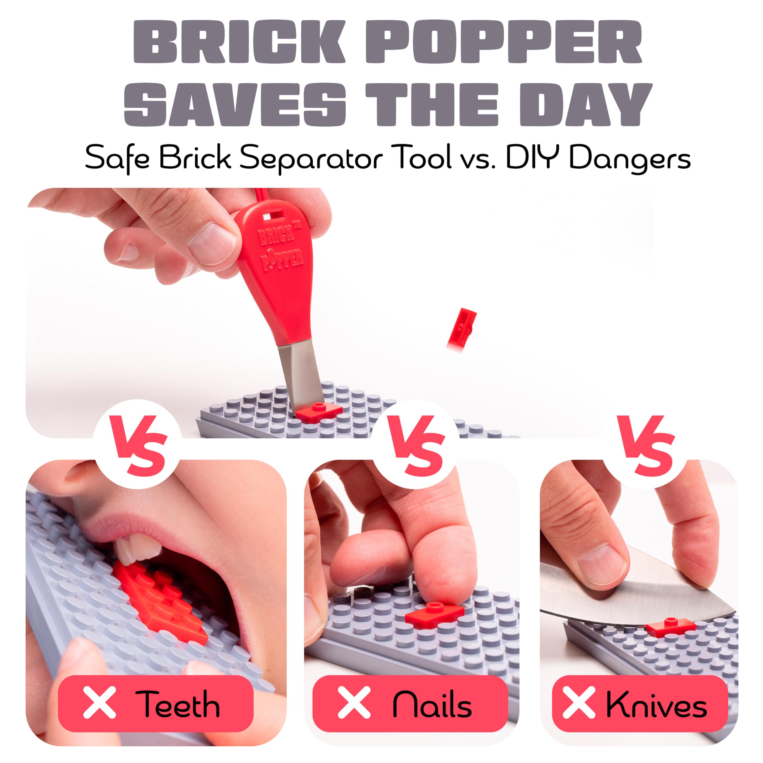 World's Fastest Brick Separator Tool - Efficient Lego Brick Remover for Kids & Adults - Essential Building Toy Accessory for Ages 6+ (Red) - Perfect for Lego Sets, MOC Projects & Classroom STEM Activities