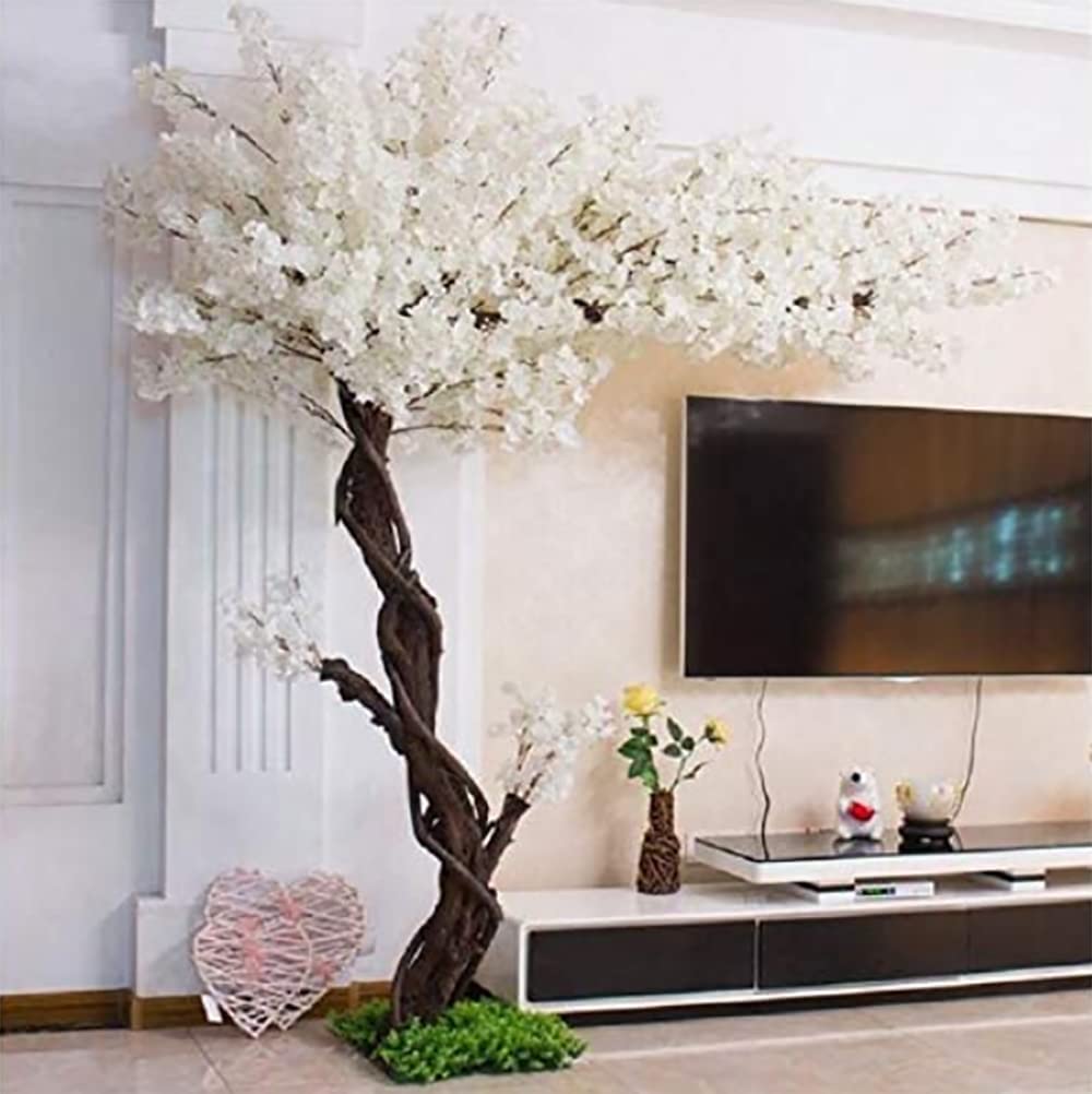 NIHE Handmade Artificial Cherry Blossom Tree - White Fake Flowers for Indoor Outdoor Home Decor, Wedding & Party Wall Decoration | Perfect for Spring Decor, Garden Centerpieces, and Event Backdrops