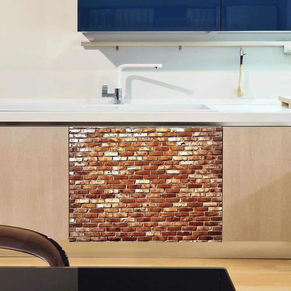 Brick Wall Dishwasher Magnet Cover - Reusable Vinyl Decal for Appliances (23