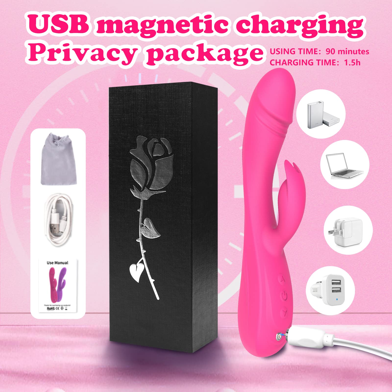 7-Speed Rabbit G-Spot Vibrator with 7 Vibrating Modes - 8.4