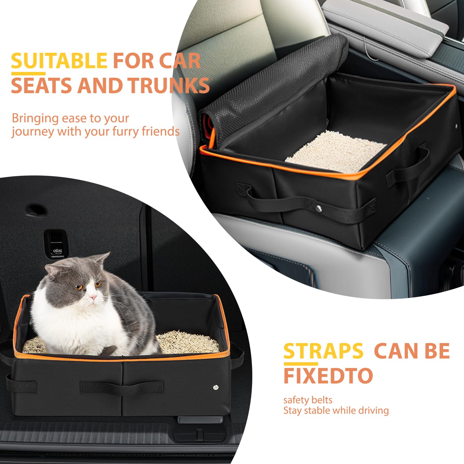 Odorless Dustless Foldable Cat Litter Box with Lid - Portable Travel Litter Box Kit for Indoor & Car Use - Lightweight Enclosed Cat Toilet for Home, Road Trips & Camping