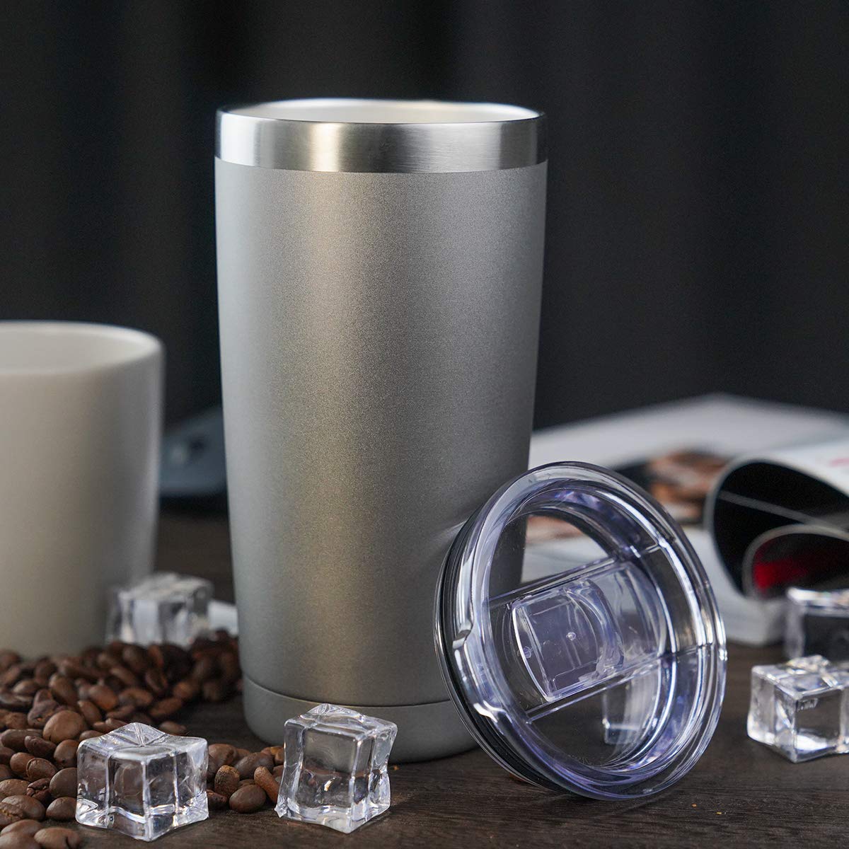 12 Pack 20oz Stainless Steel Vacuum Insulated Tumbler - Double Wall Travel Mug with Lid, Leakproof Coffee Cup for Hot & Cold Drinks, Perfect for Home, Office, Gym, Camping & Outdoor Activities (Grey)