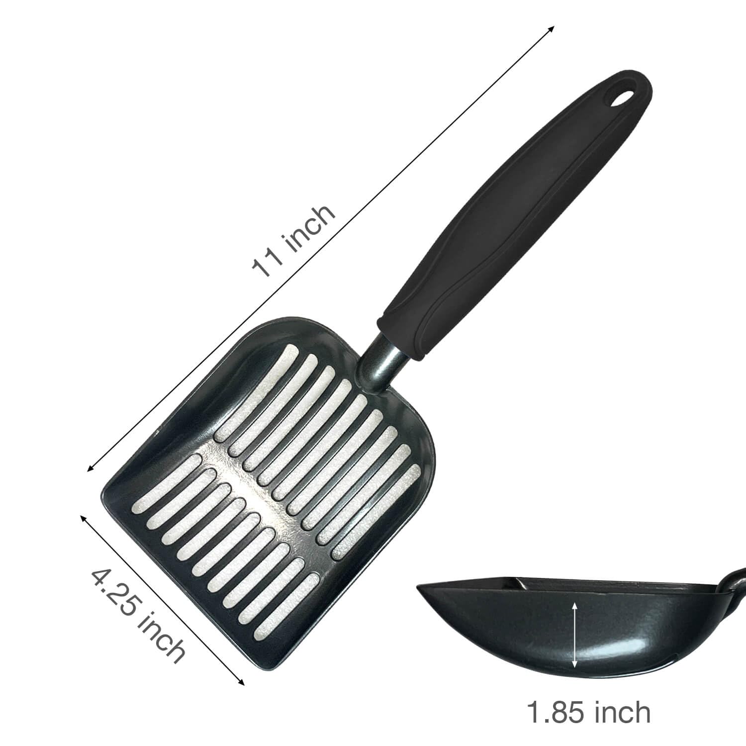 Premium Aluminum Alloy Cat Litter Scoop - Heavy Duty Metal Litter Box Scooper with Long Handle & Deep Shovel | Durable Poop Sifter for Easy Waste Removal | Perfect for Multi-Cat Households & Large Litter Boxes