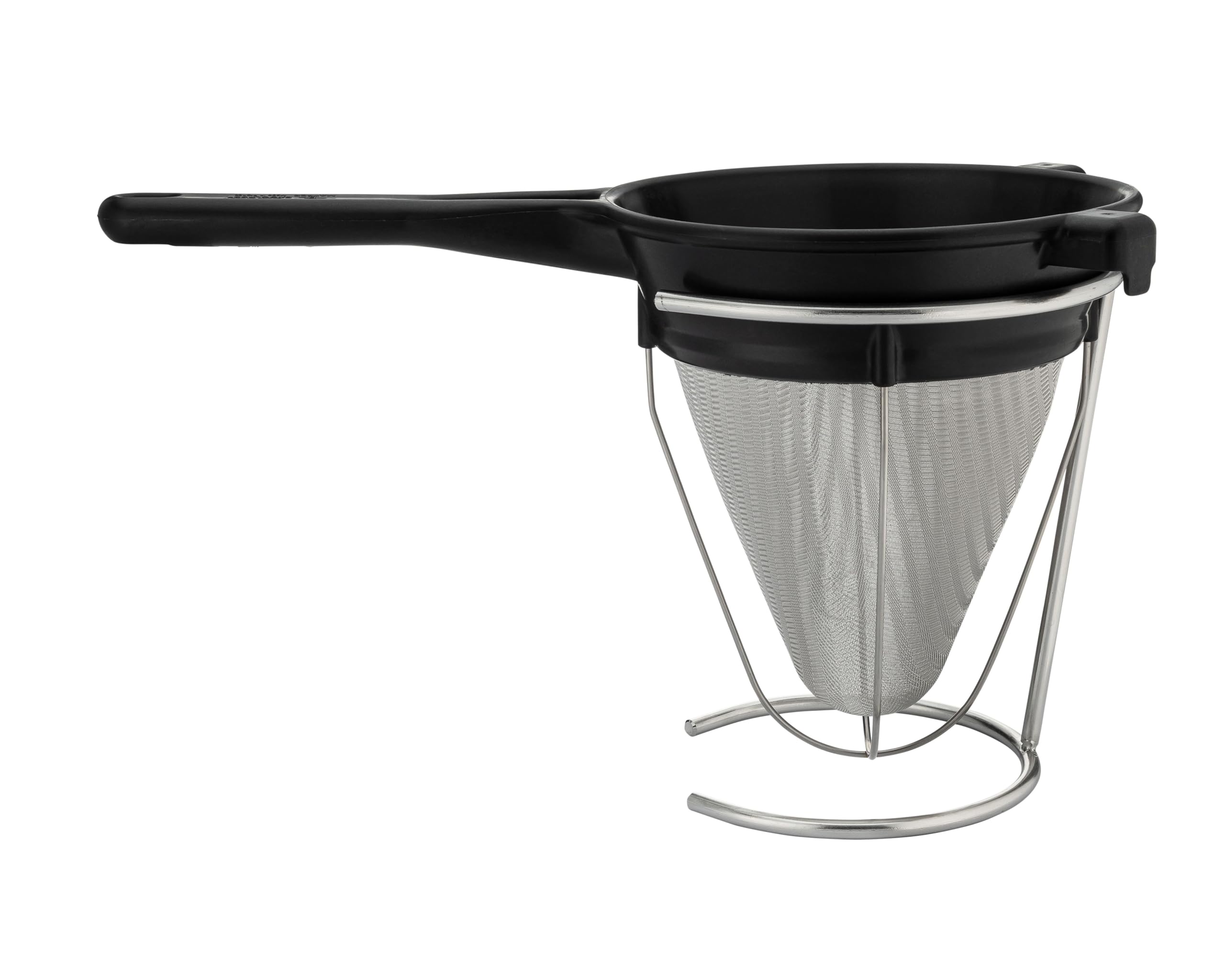 Matfer Bourgeat Professional Bouillon Strainer & Chinois Fine Mesh Sieve with Confectionary Funnel Stand - Perfect for Straining Stocks, Sauces, and Purees in Commercial Kitchens & Home Cooking