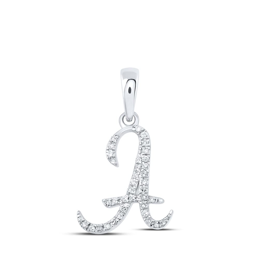 10K White Gold Women's Round Diamond Initial 