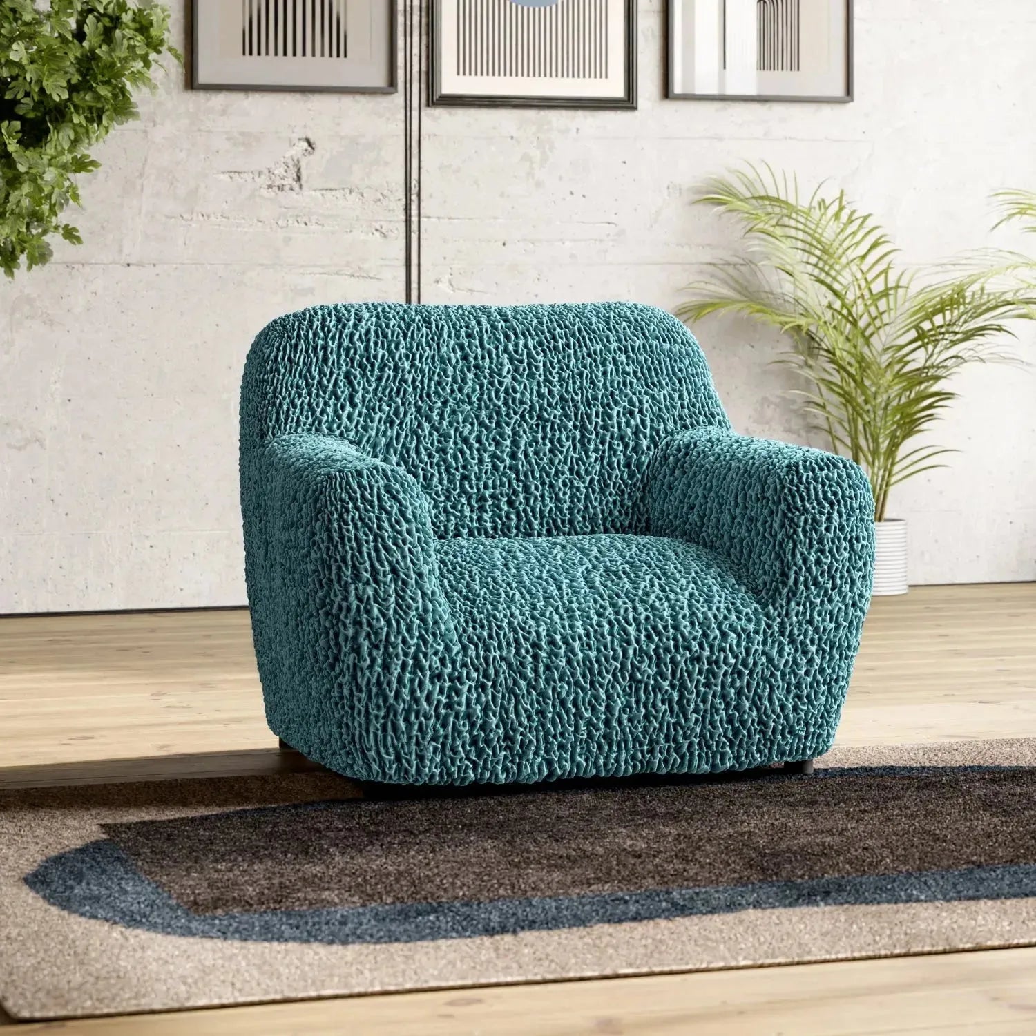 Goffrato Velvet Armchair Slipcover - Soft Stretch Furniture Protector for Living Room, Bedroom & Office - Easy Washable Chair Cover for Home Decor
