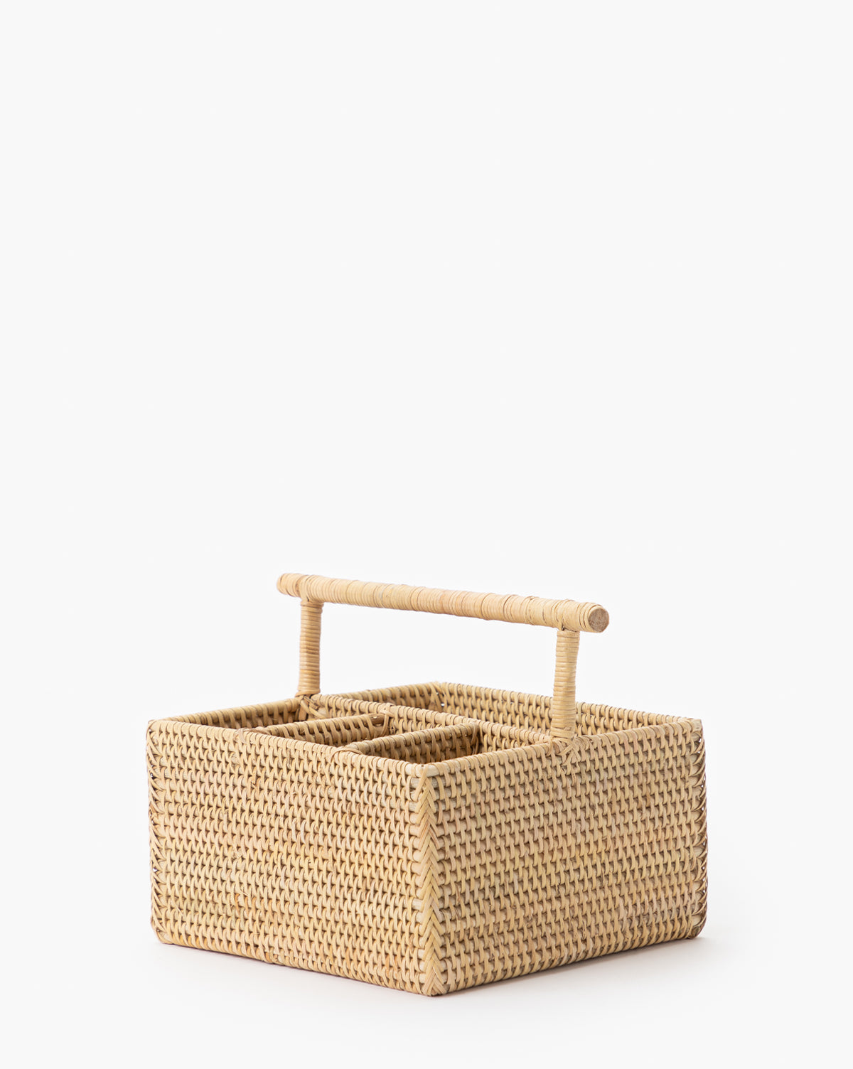 Rattan Utensil Caddy - Bamboo Kitchen Organizer for Forks, Spoons & Knives | Perfect for Dining Table, Picnic, Camping & Outdoor Entertaining