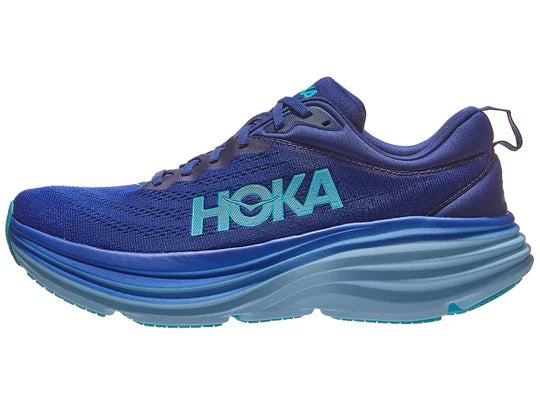 HOKA Men's Bondi 8 Running Shoes - Bellwether Blue/Bluing | Cushioned Road Running & Jogging Sneakers for Men | Lightweight Comfort for Long Distance & Daily Training