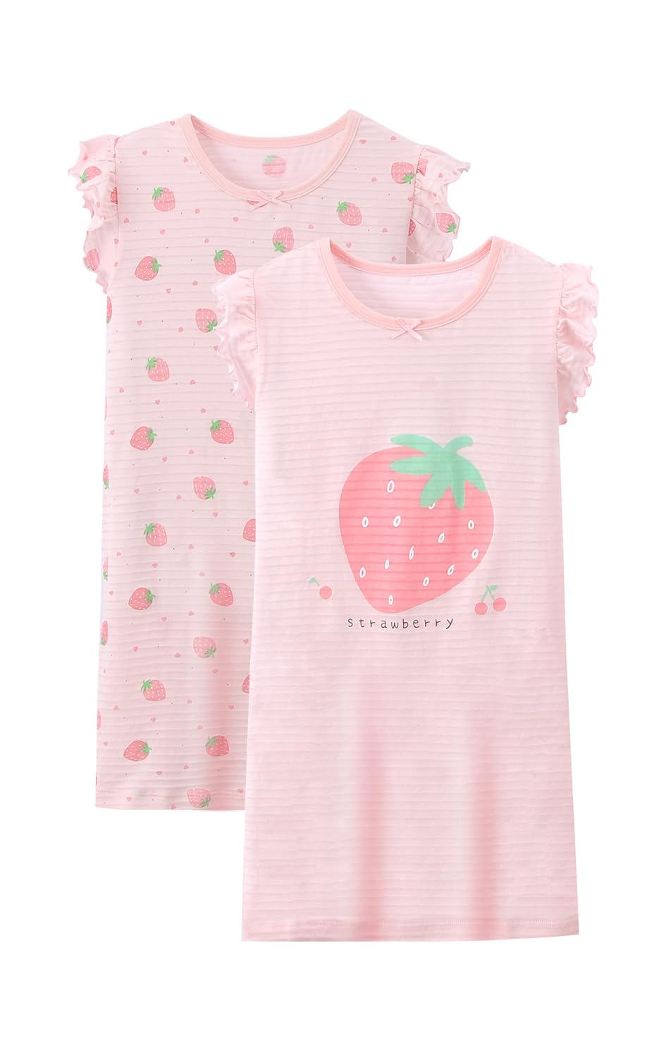 BANGSAAR Girls' Cotton Summer Nightgown - Soft Sleep Dress for Kids Ages 3-12 | Comfortable Pajama Dress for Bedtime & Sleepovers